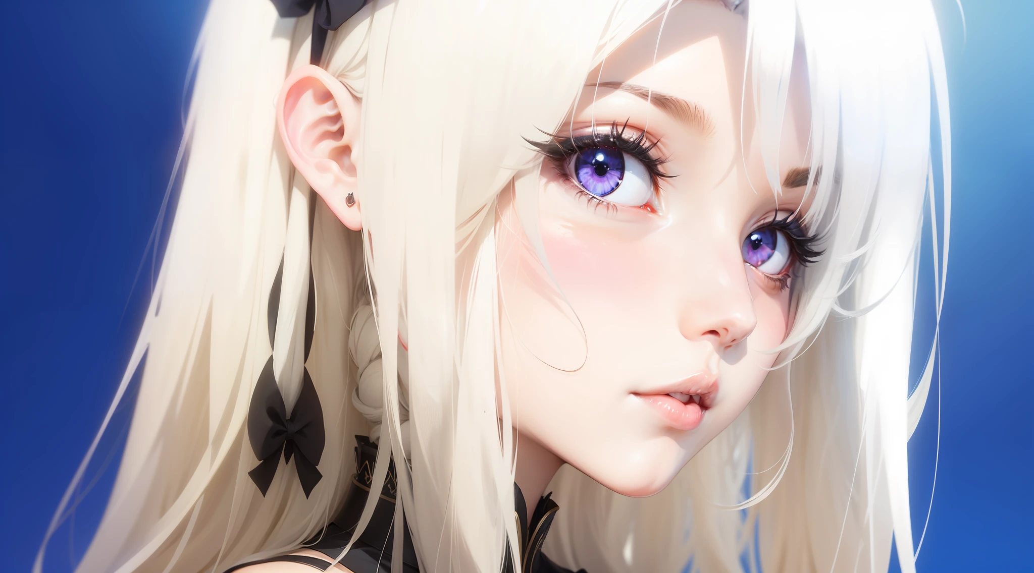 anime, a woman with long white hair and a black cape, anime goddess, female anime character, goth maiden anime girl, blonde anime girl with long hair, anime girl wearing a black dress, best anime girl, white-haired deity, seductive anime girl, best anime character design, in anime movie, anime look of a cute girl, anime girl with long hair, serious, face with cerium manner, purple eye color, image background black color