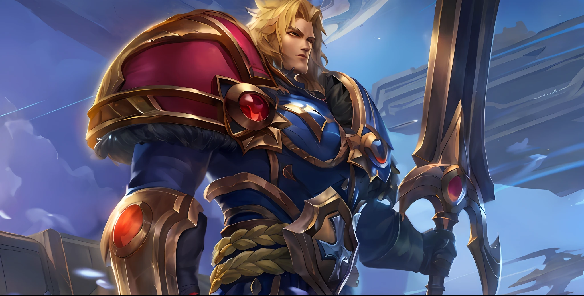Um close up de um homem com uma espada e armadura, Heroes of the Storm Splash Art, Official Splash Art, Heroes of the Storm, Ezreal (League of Legends, 8K HD Wallpaperjpeg Artifact, 8K HD Wallpaperjpeg Artifact, Sylas, Gilgamesh, League of Legends person, Mobile Legends, Arvalis, ultra realista, 4k