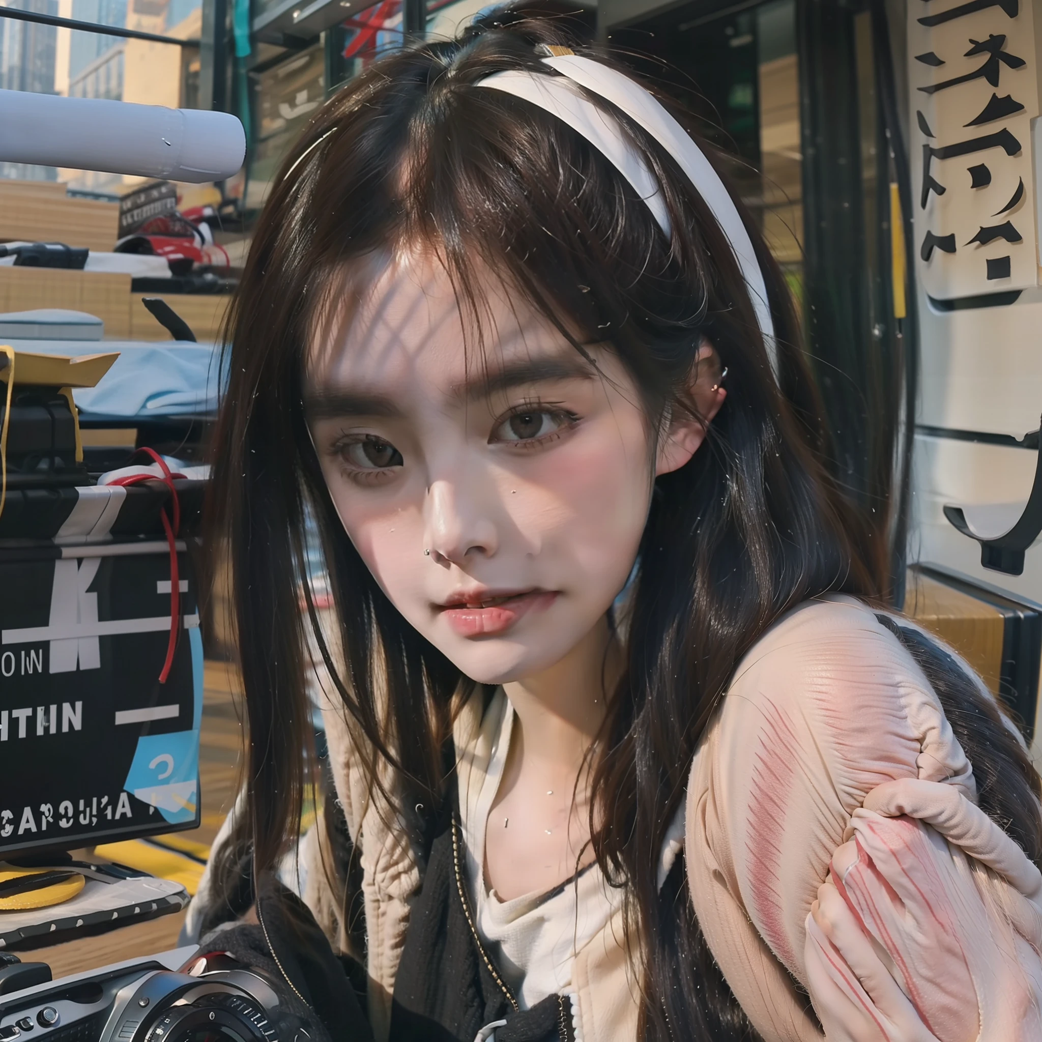 8K, Best Quality, Masterpiece, Ultra High Resolution, (Realism: 1.4), Original Photo, (Realistic Skin Texture: 1.3), (Film Grain: 1.3), (Selfie Angle)