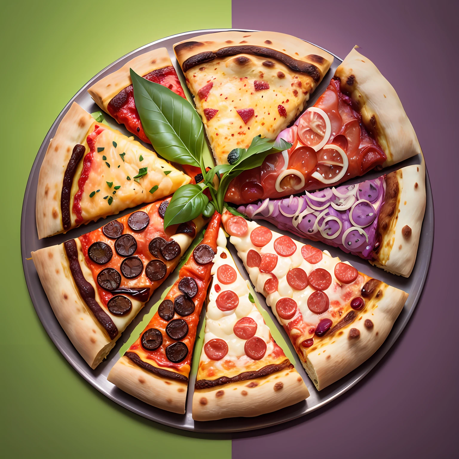 replace with a slice of pizza and basal leaf