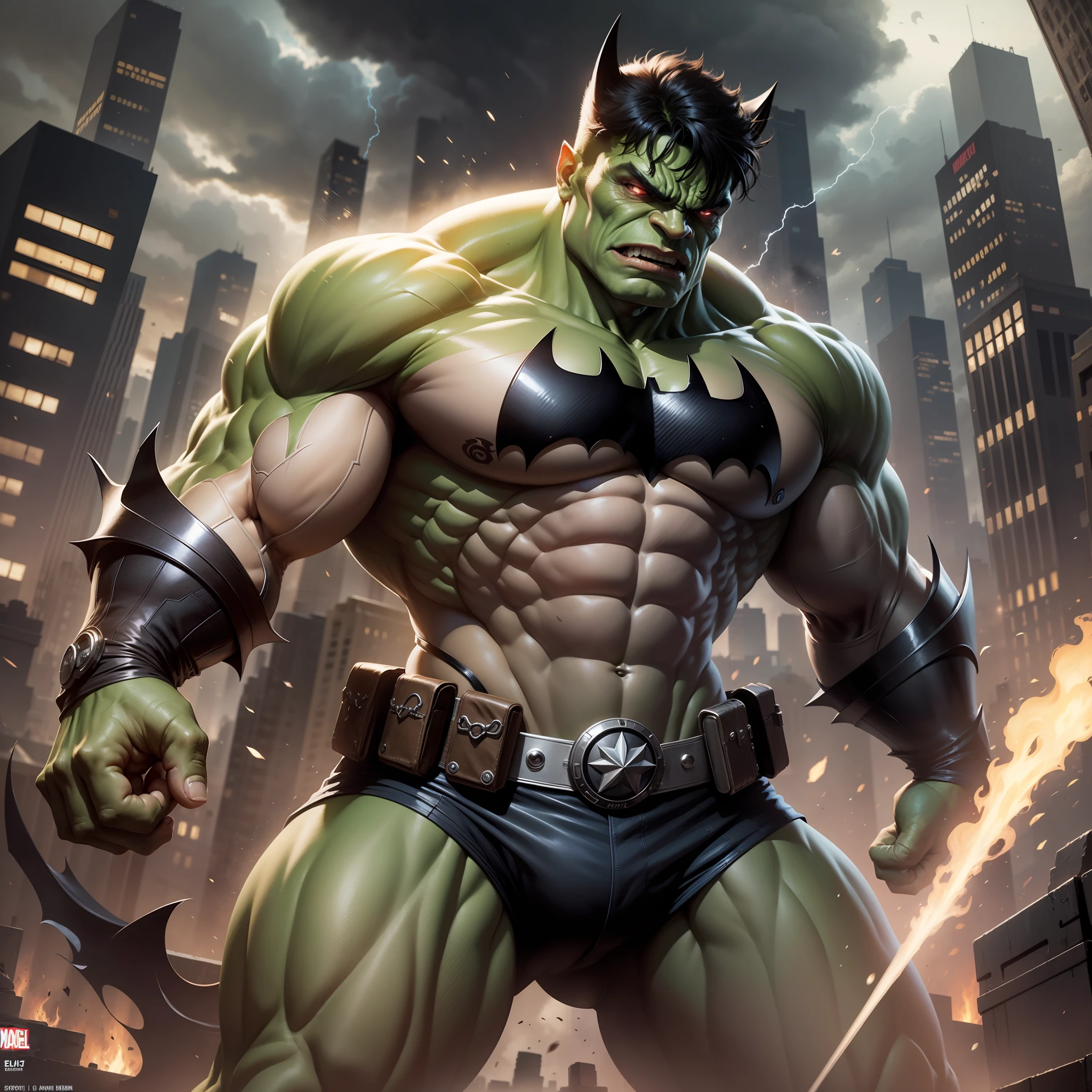 Hulk and Batman fused, Marvel, DC comics, MCU, superhero fusion