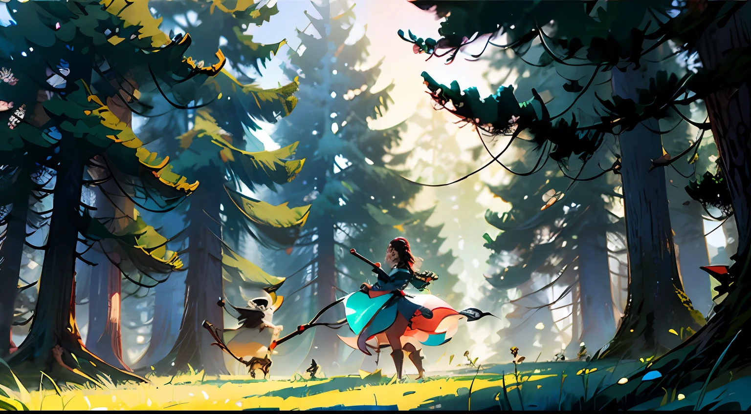The princesses fight witch in the forest, imagem em 4k, estilo midjourney --auto