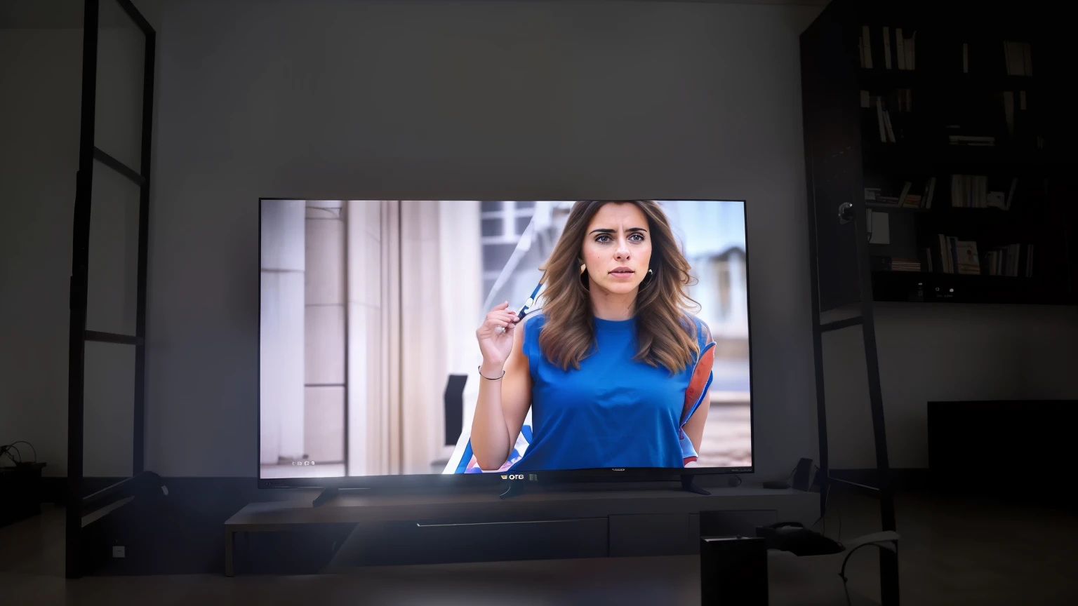 there is a television screen with a picture of a woman on it, 4k tv still, tv still frame, 4k still, 4k still frame, television screenshot, tv commercial, tv show still, watching tv, 4k shot, television still, 8k no blur, from 8 k matte, 4k', 4 k still, gorgeous background --auto