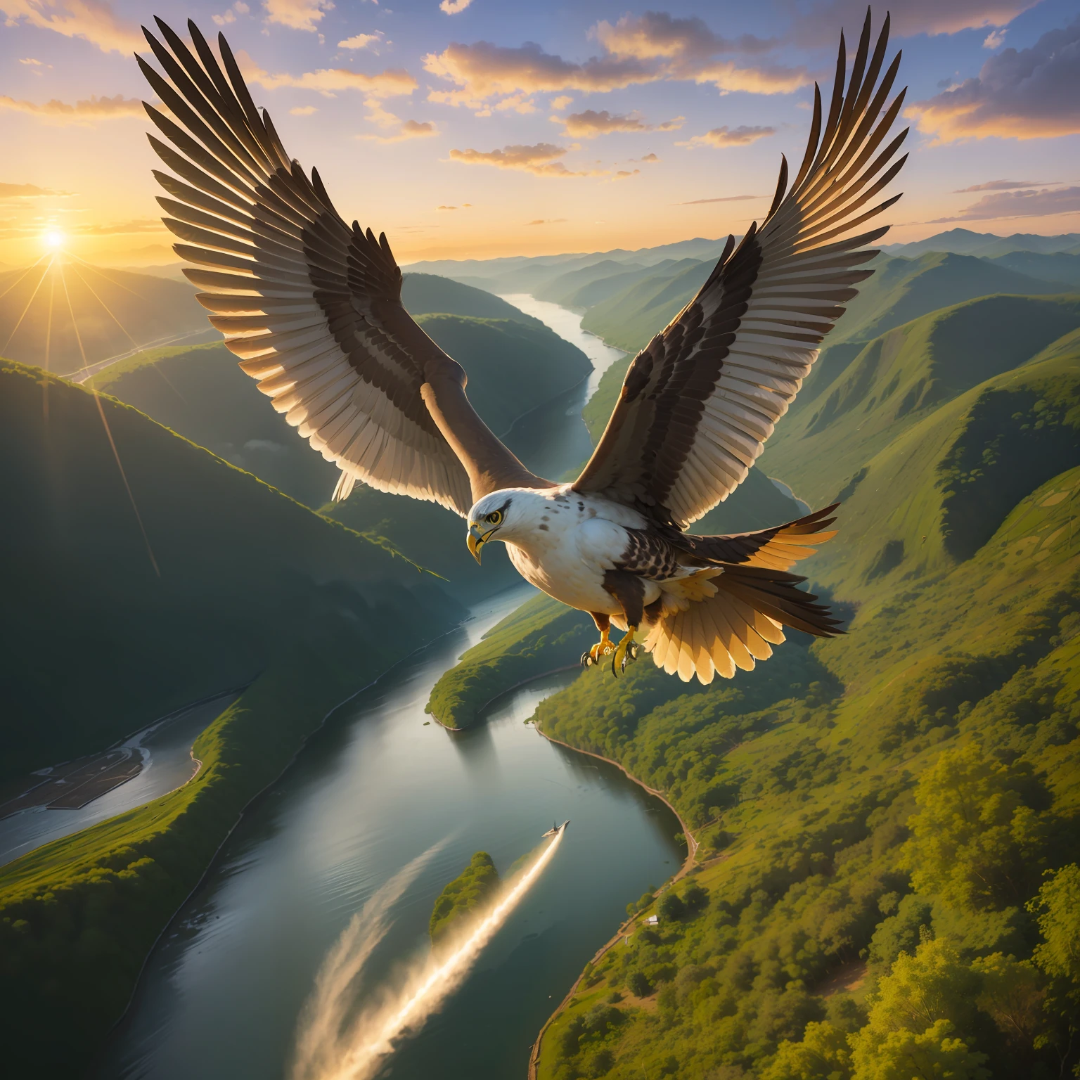 hawk in the Amazon flying over the forest --auto