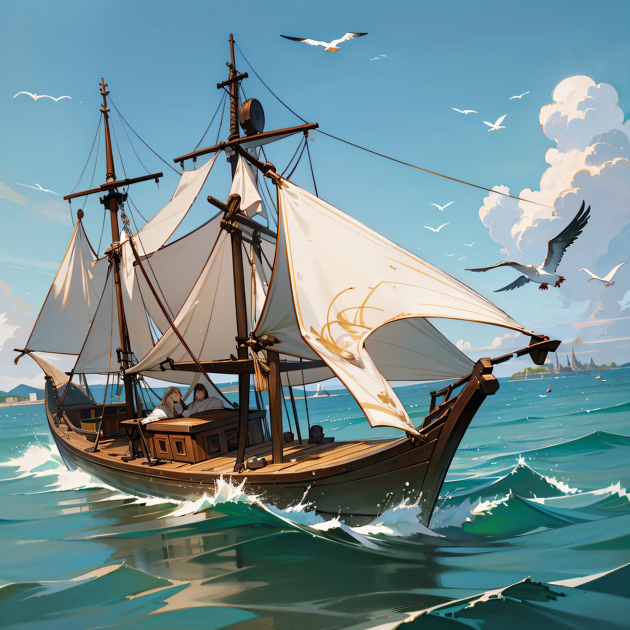 Complete the ship's sail.