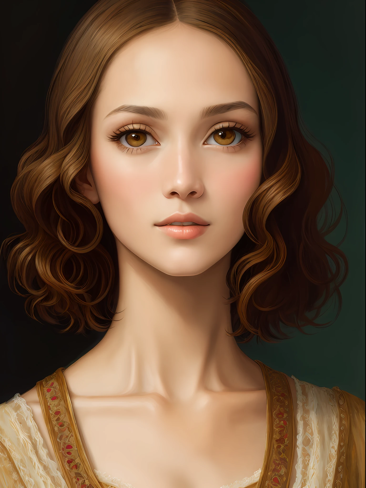 Oil painting by Leonardo da Vinci, realistic photo, close-up of Jennifer Lopez with white and messy hair, her eyes are sweet and lively, her face is symmetrical, silky peach skin, brightness of the soft torch of the face by REMBRADT, Adobe illustrations, Artstation trends, 8K, hd, cinematic, masterpiece, magnificent art, top quality, short hair,