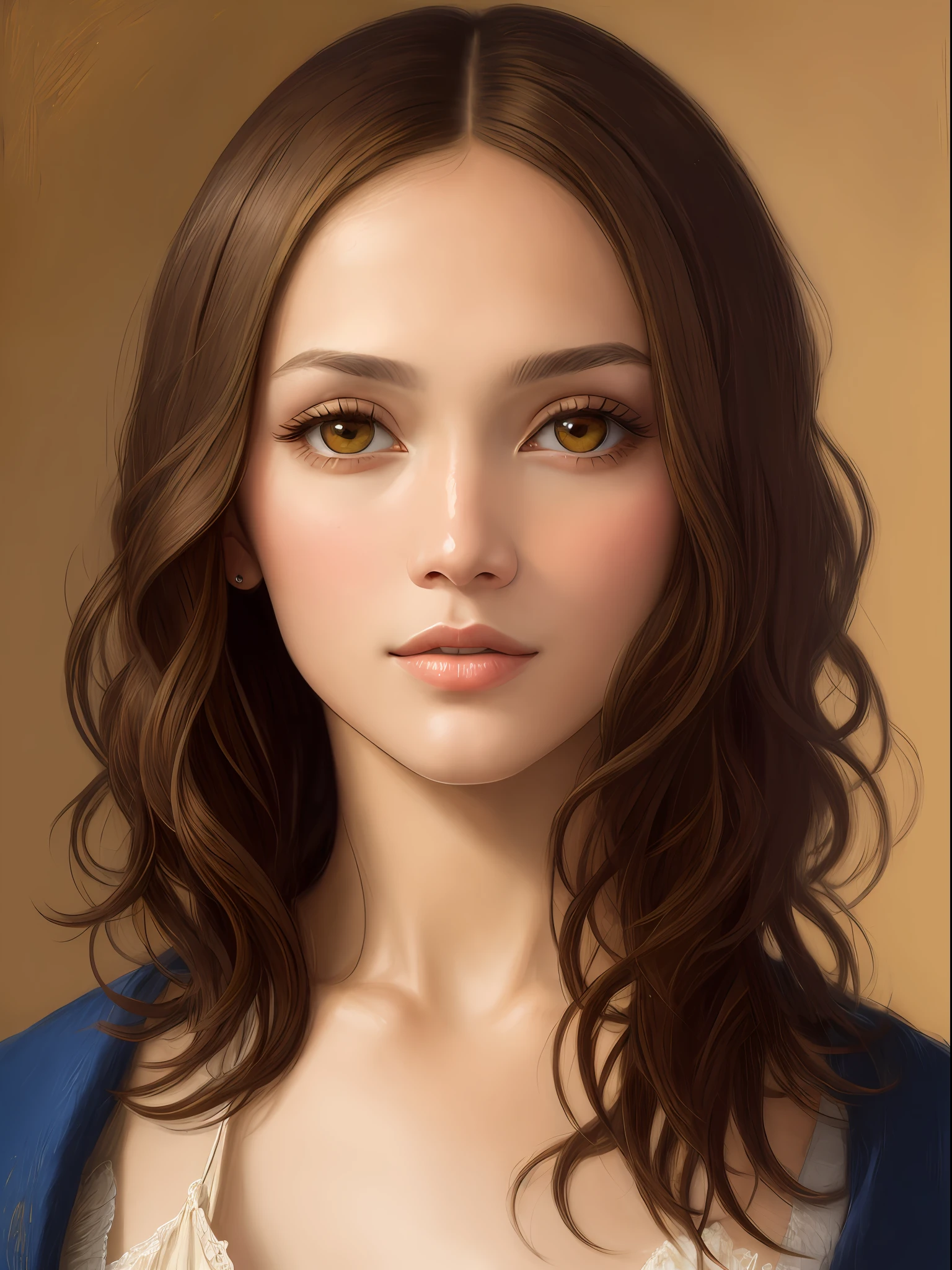 Oil painting by Leonardo da Vinci, realistic photo, close-up of Jennifer Lopez with white and messy hair, her eyes are sweet and lively, her face is symmetrical, silky peach skin, brightness of the soft torch of the face by REMBRADT, Adobe illustrations, Artstation trends, 8K, hd, cinematic, masterpiece, magnificent art, top quality, short hair,