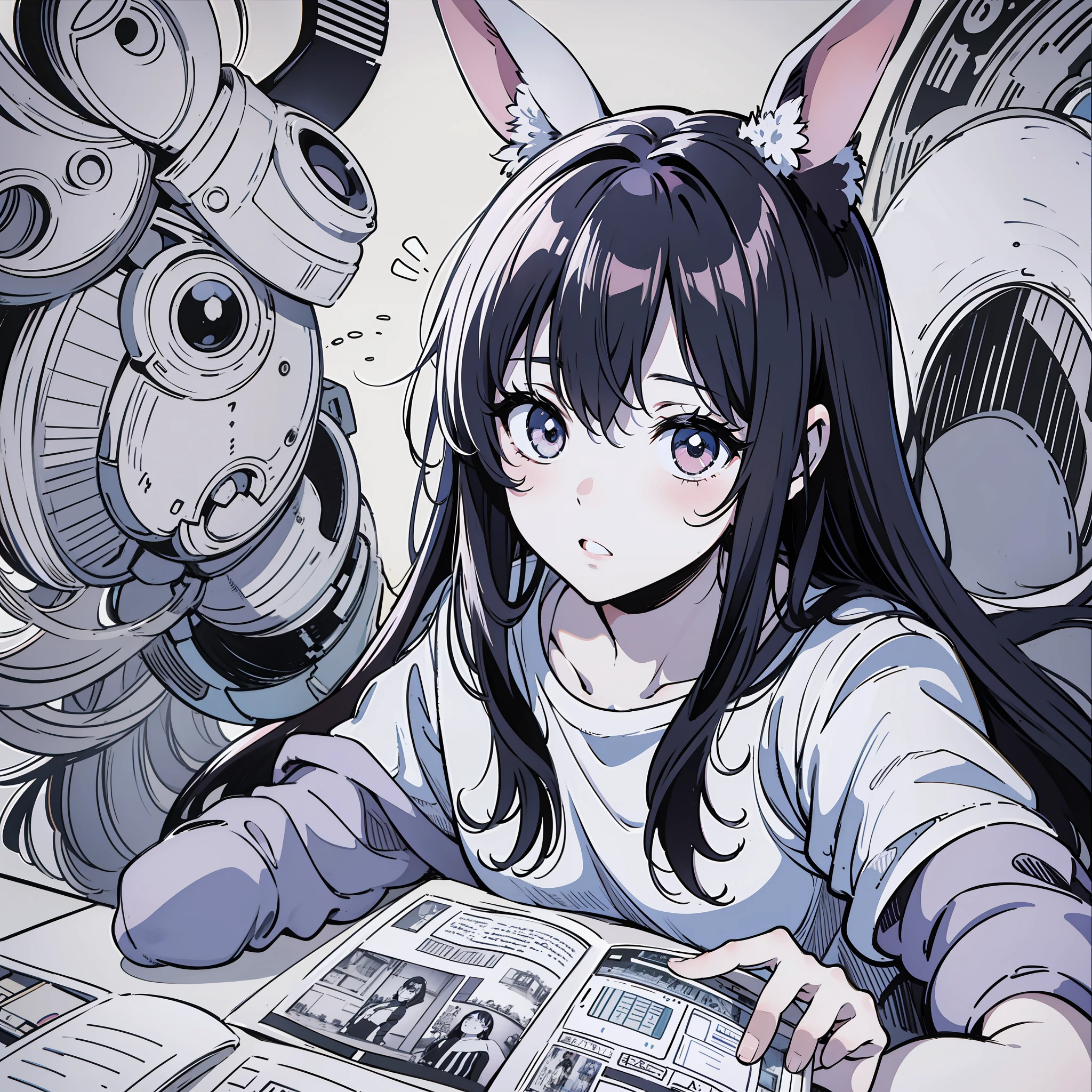 ,(cute girl), ,(white rabbit ears),
BREAK
(Incorporate manga-style) speech bubbles, which are often expressive and visually integrated with the rest of the art.
BREAK
(Design a manga-style background with crosshatching or stippling effects), giving depth and texture to the scene.
BREAK
(Design an image using manga-style screen tones), which create shades and patterns through small dots, lines, or other repeated shapes.
BREAK
(Incorporate manga-style speech bubbles), which are often expressive and visually integrated with the rest of the art.
BREAK
Illustrate an image using manga's distinctive panel layouts, which guide the reader's eye and control the pacing of the story.