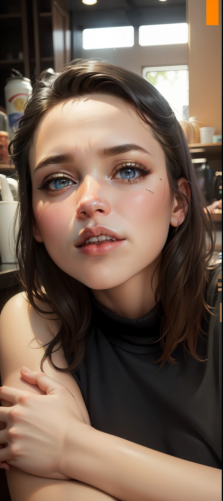 (masterpiece:1.3), (8k, photorealistic, RAW photo, best quality: 1.4), (1girl), beautiful face, (realistic face), (black hair, short hair:1.3), beautiful hairstyle, realistic eyes, beautiful detailed eyes, (realistic skin), beautiful skin, (sweater), absurdres, attractive, ultra high res, ultra realistic, highly detailed, golden ratio