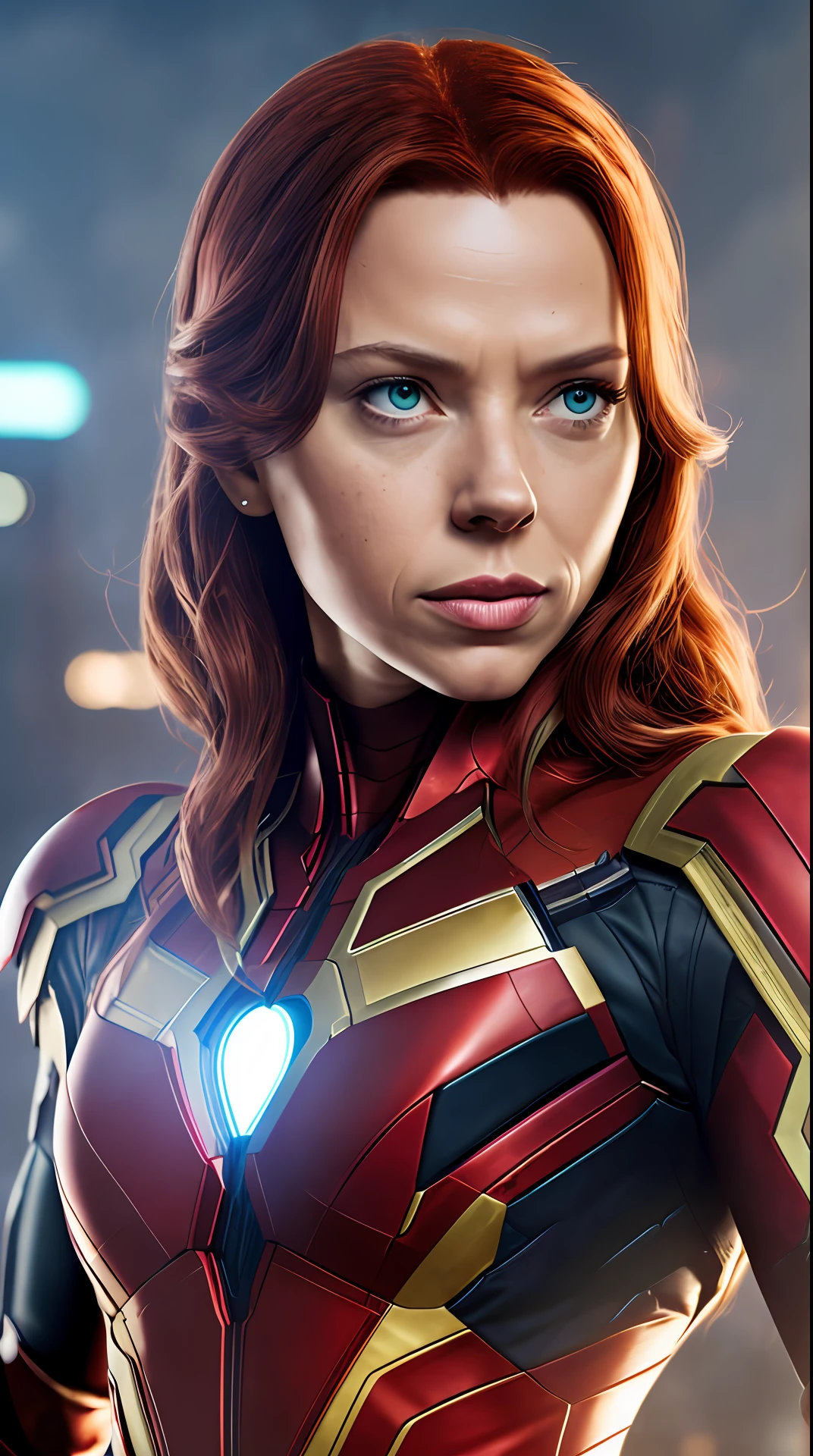 black widow as ironman, marvel, photorealistic, 8k, cinematic shot --auto --s2