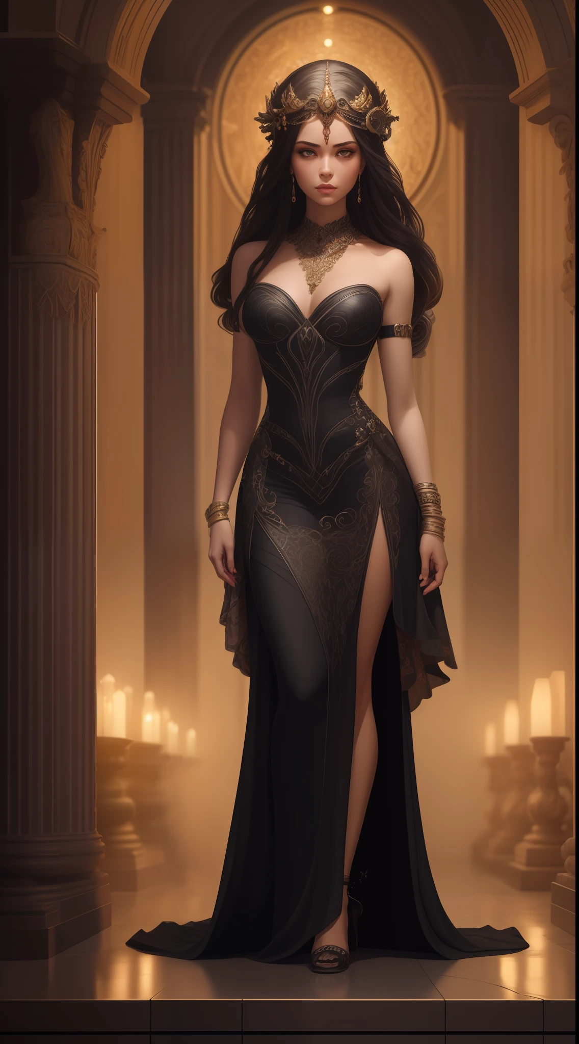 Full body shoot of stunnig beauty woman Hera: goddess of women, temple background, dynamic pose, perfect detailed face, detailed symmetric hazel eyes with circular iris, realistic, stunning realistic photograph, 3d render, octane render, intricately detailed, cinematic, trending on artstation, Isometric, Centered hipereallistic cover photo, awesome full color, hand drawn, dark, gritty, mucha, klimt, erte 12k, high definition, cinematic, neoprene, behance contest winner, portrait featured on unsplash, stylized digital art, smooth, ultra high definition, 8k, unreal engine 5, ultra sharp focus, intricate artwork masterpiece, ominous, epic, TanvirTamim, trending on artstation, by artgerm, h. r. giger and beksinski, highly detailed, vibrant, 8k