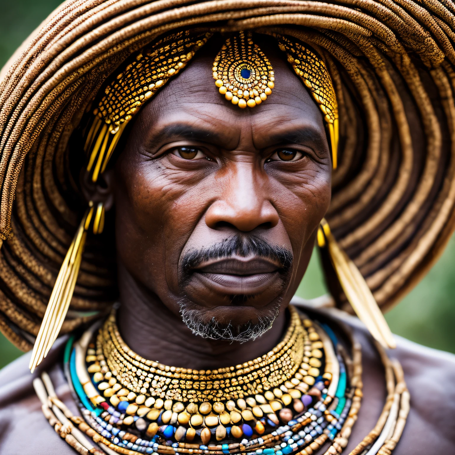 Portrait of Shaka Zulu African tribal general, Exquisite detail, 30 megapixels, 4k, 85 mm lens, sharp focus, f:8, ISO 100, shutter speed 1:125, diffuse backlighting, award-winning photography, small capture light, high sharpness, facial symmetry —v 4 —q 5