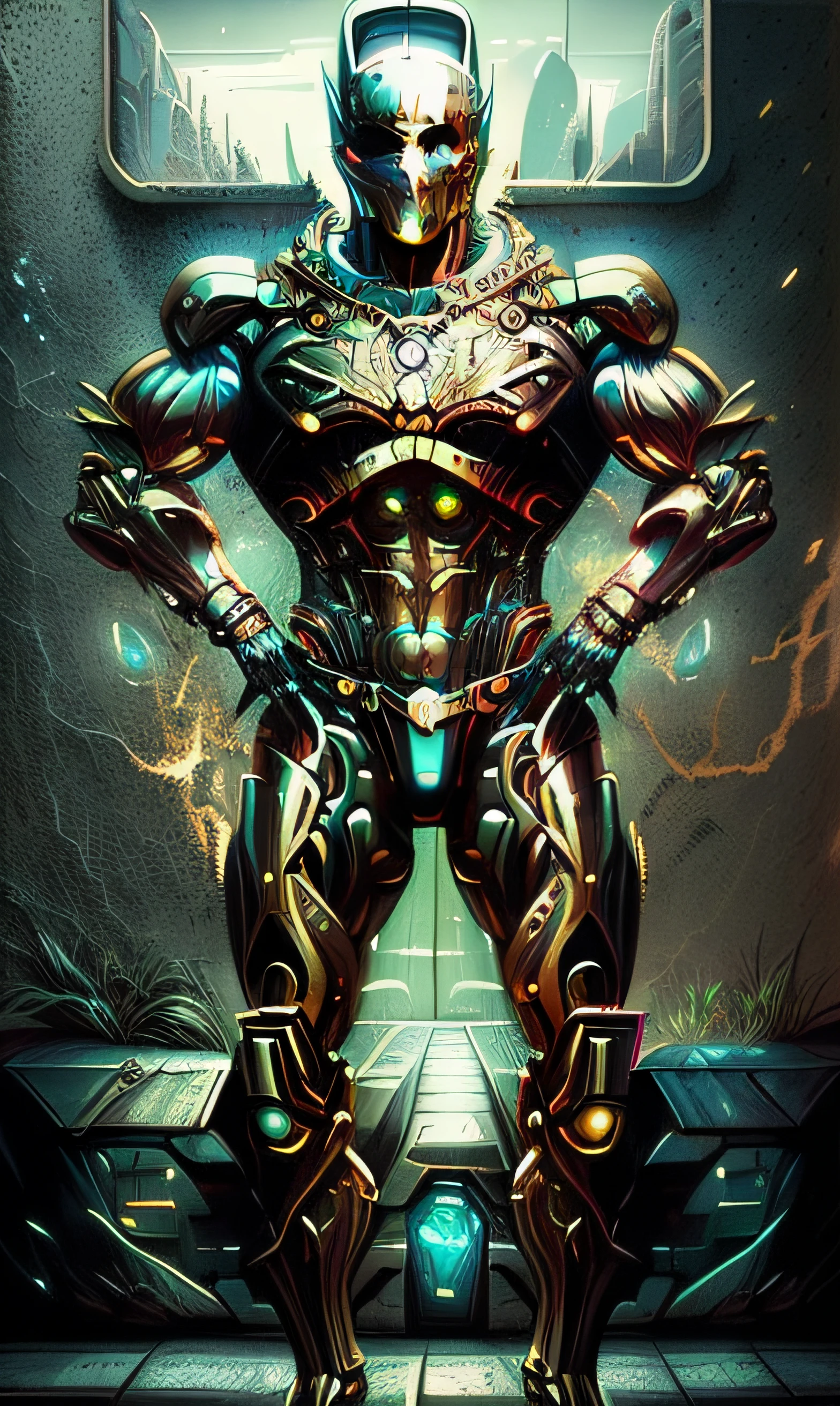 arafed man in a gold suit with a blue light, cyborg body, bodybuilder superhero bikini, caracal cyborg, cyborg male, cyborg fashion shot, superhero body, cyborg tech on body and legs, gynoid cyborg body, sci - fi armour! muscular, cyborg hindu godbody, male cyborg, muscular! cyberpunk, muscular male undead cyborg