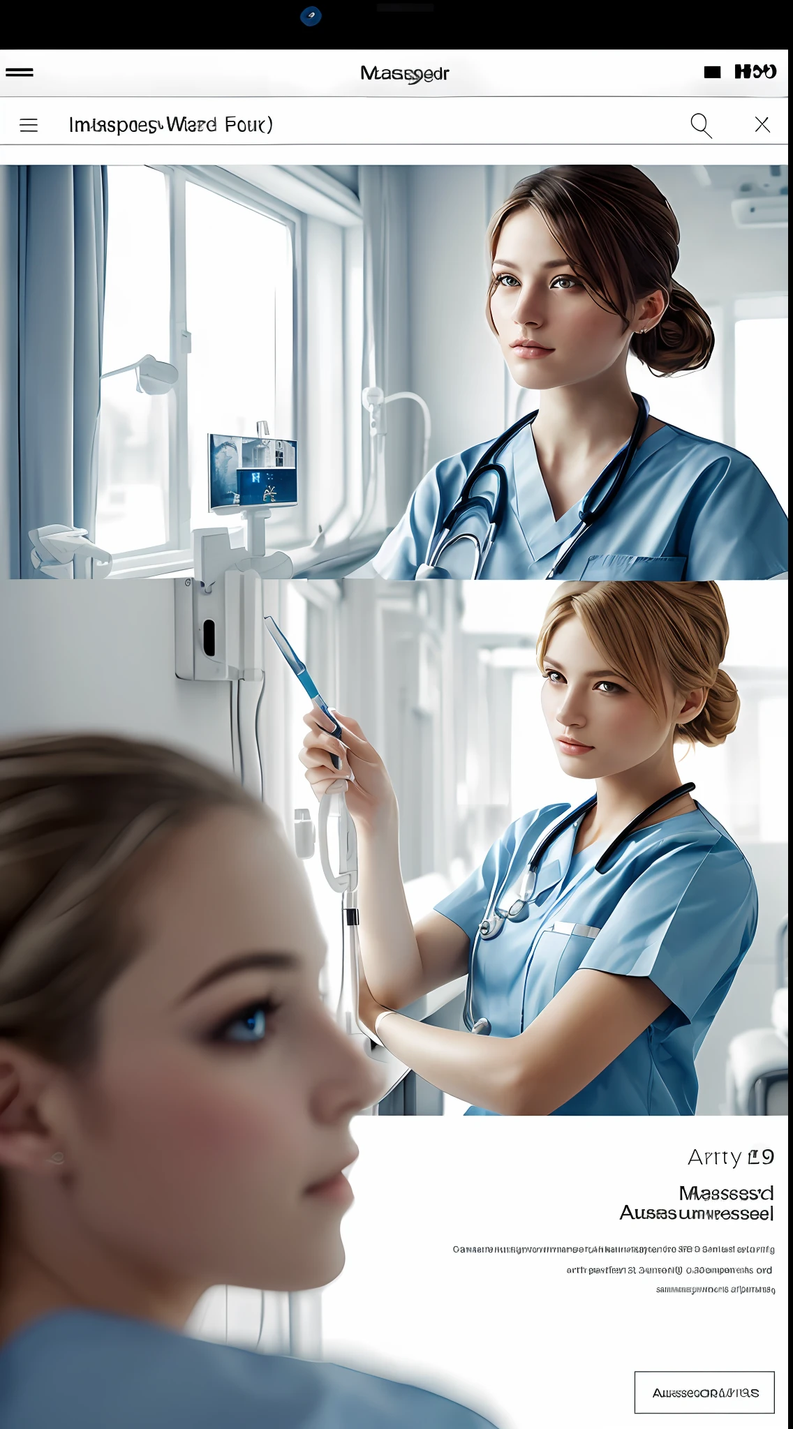 Masterpiece, best quality, (beautiful nurses:1. 2), (a hospital ward in the background:1. 3), incredible detail, highly detailed, composition, ultra-detailed, light leaks, trending on artstation, sharp focus, Absurdres