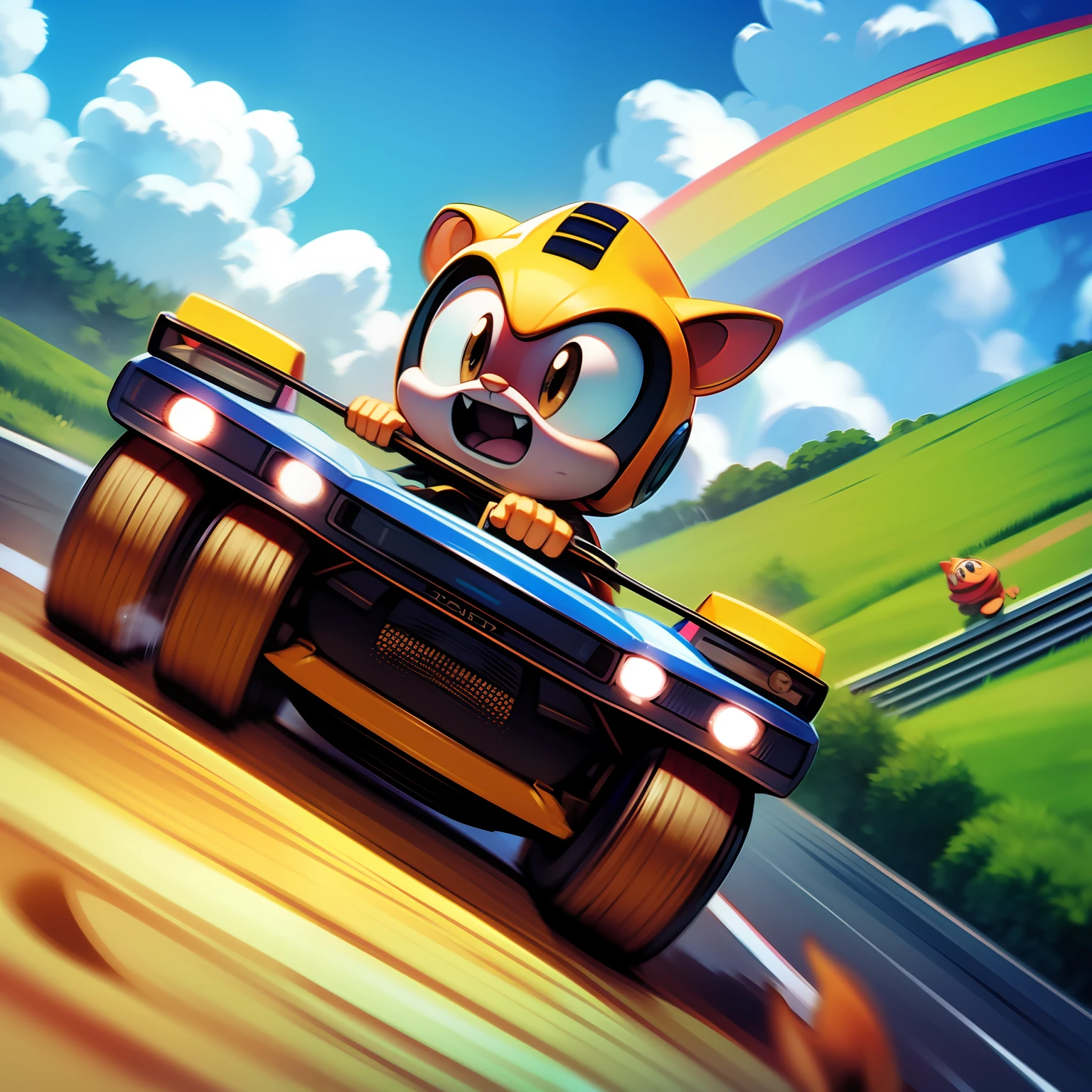 racing , hamtaro , cute , super speed , theflash , mouse racing helmet , race track , rainbow , keyboard , adventure , adventures , around the world ,worldwide