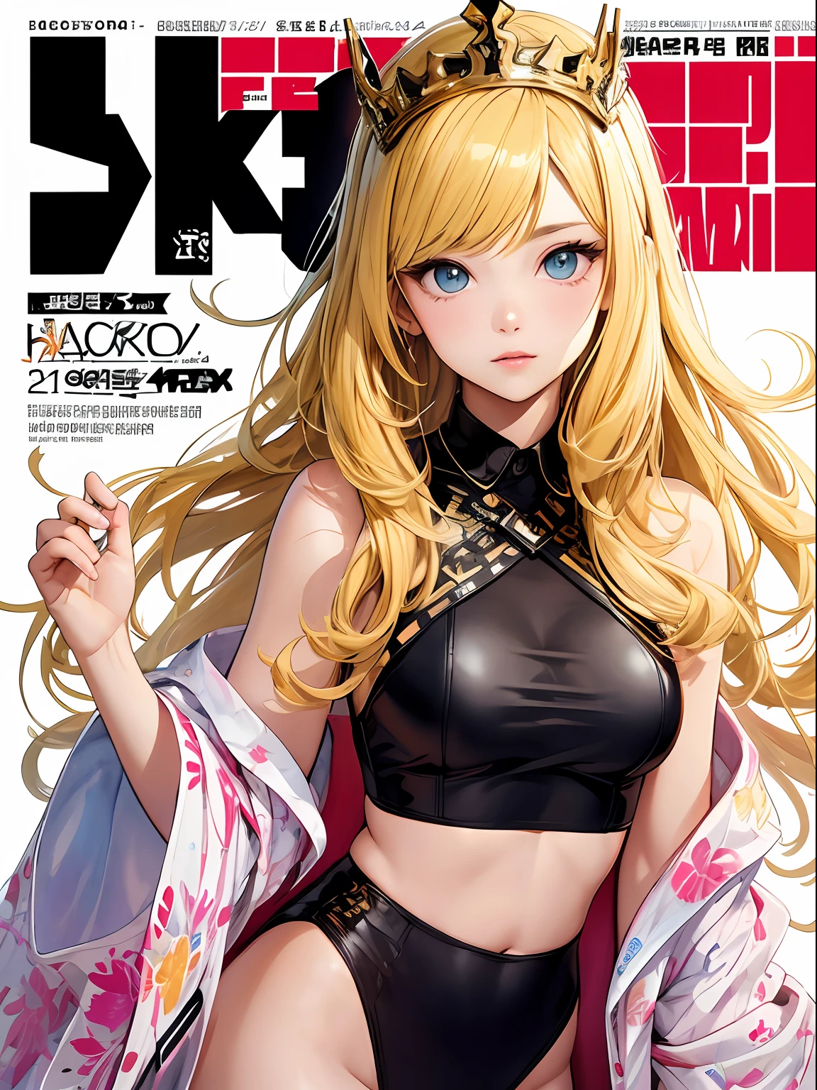 Rational, Super Detail, Masterpiece, Top Quality, Break, Official Art, (Beautiful and Aesthetic: 1.2), (Watercolor: Mid), Break, Beautiful Girl, (Cute: 1.3), 18 years old, Break, Colorful Hair, (Yellow and Golden Hair: 1.2), (Fractal Art 1.3), Break, Lustrous Skin, Break, Blue Eyes, Idol, Hallyu, Korea, Popular Idol, Break, Magazine Cover, break, swimsuit, break, transcendent cute, break, polka dots, break, tiara, break,