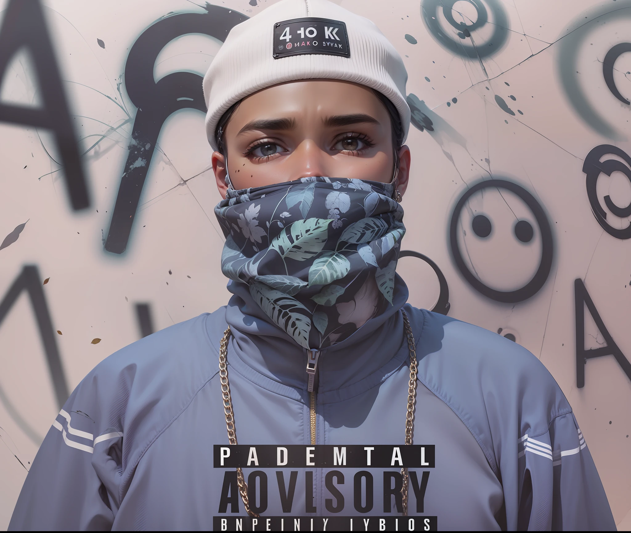 Hip hop style 4k, high definition, face leaves the same way it is in the photo only leaves in high definition 4k album art