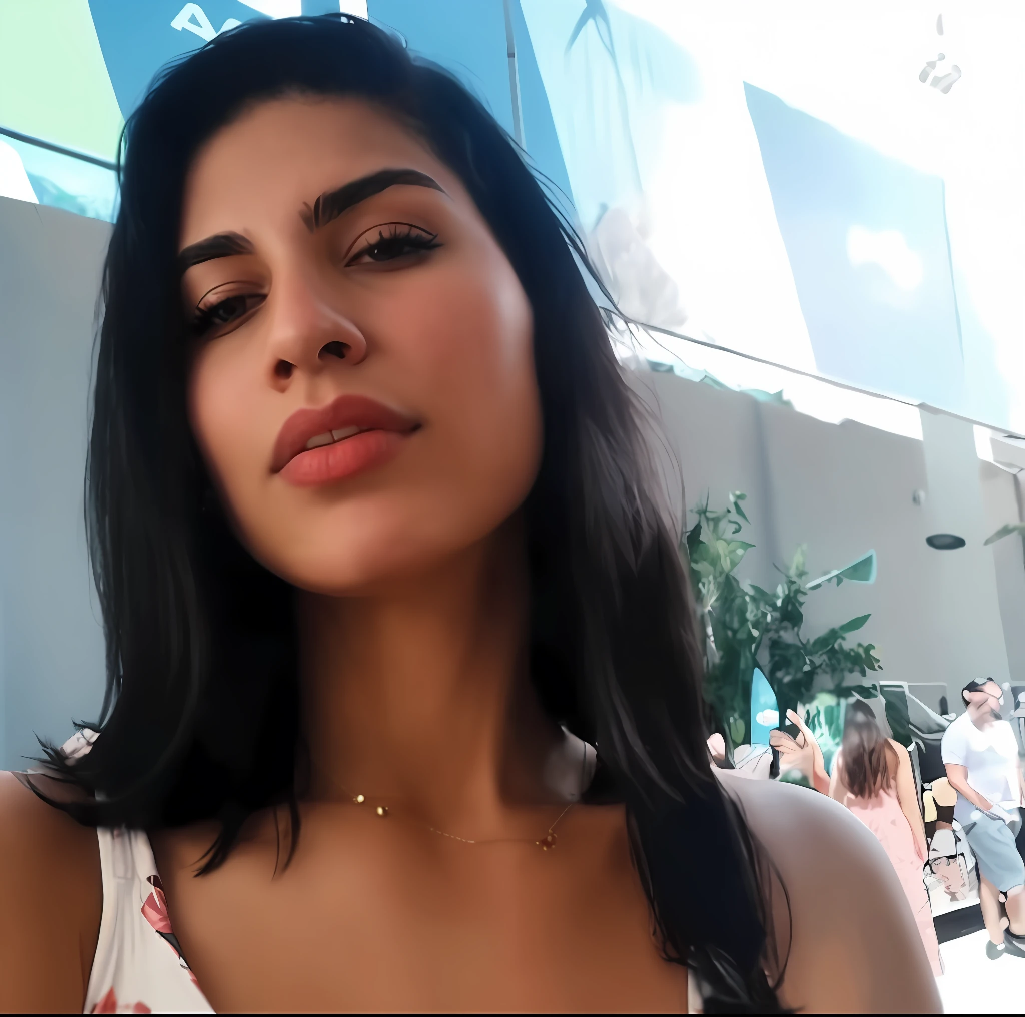 there is a woman with a necklace on her neck and a necklace on her neck, 30-year-old woman from cuba, violet myers, mia khalifa, looks like fabiula nascimento, alanis guillen, 30-year-old french woman, 30 years old woman, 3 0 years old woman, profile image, selfie of a young woman