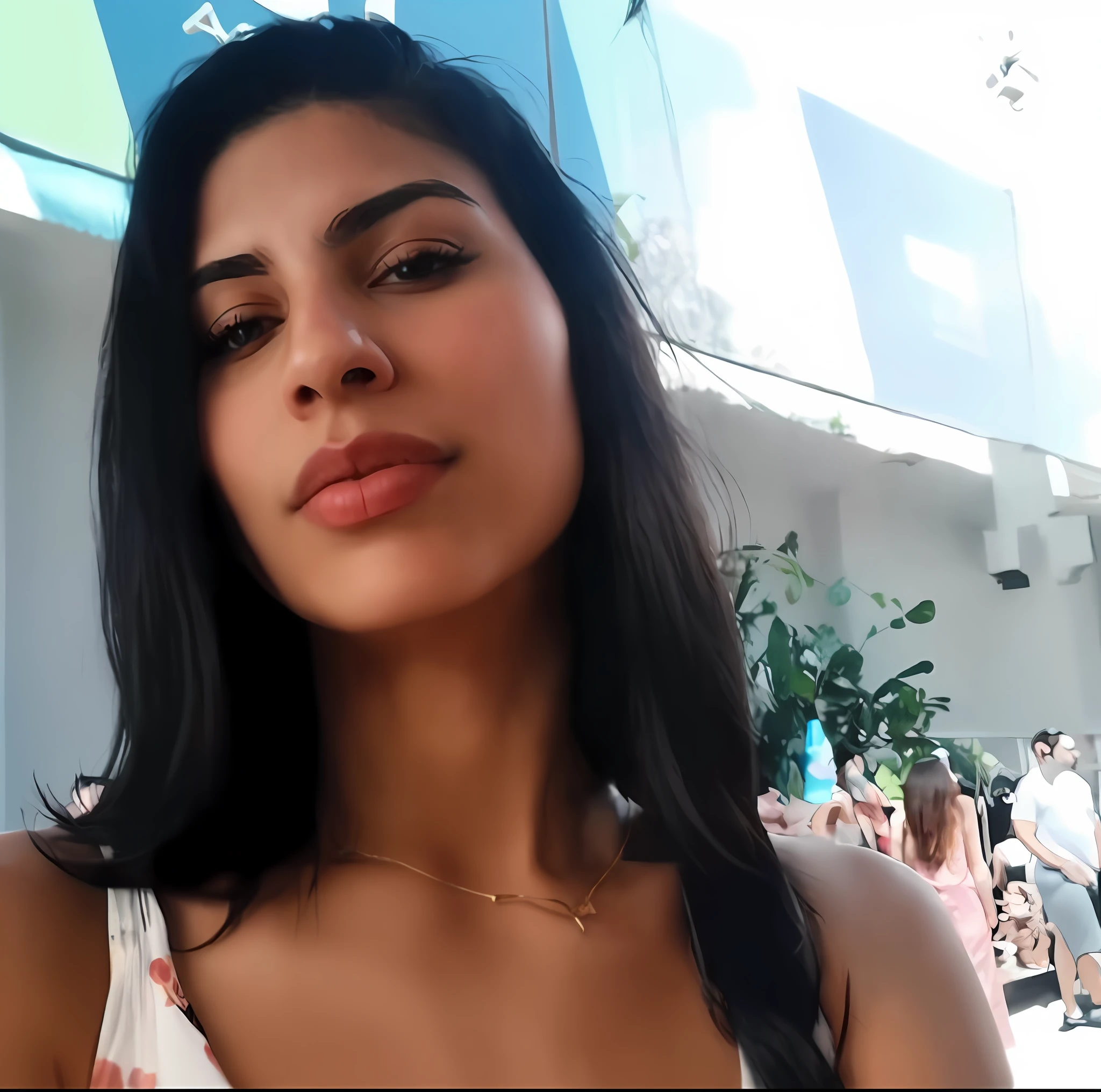 there is a woman with a necklace on her neck and a necklace on her neck, 30-year-old woman from cuba, violet myers, mia khalifa, looks like fabiula nascimento, alanis guillen, 30-year-old french woman, 30 years old woman, 3 0 years old woman, profile image, selfie of a young woman