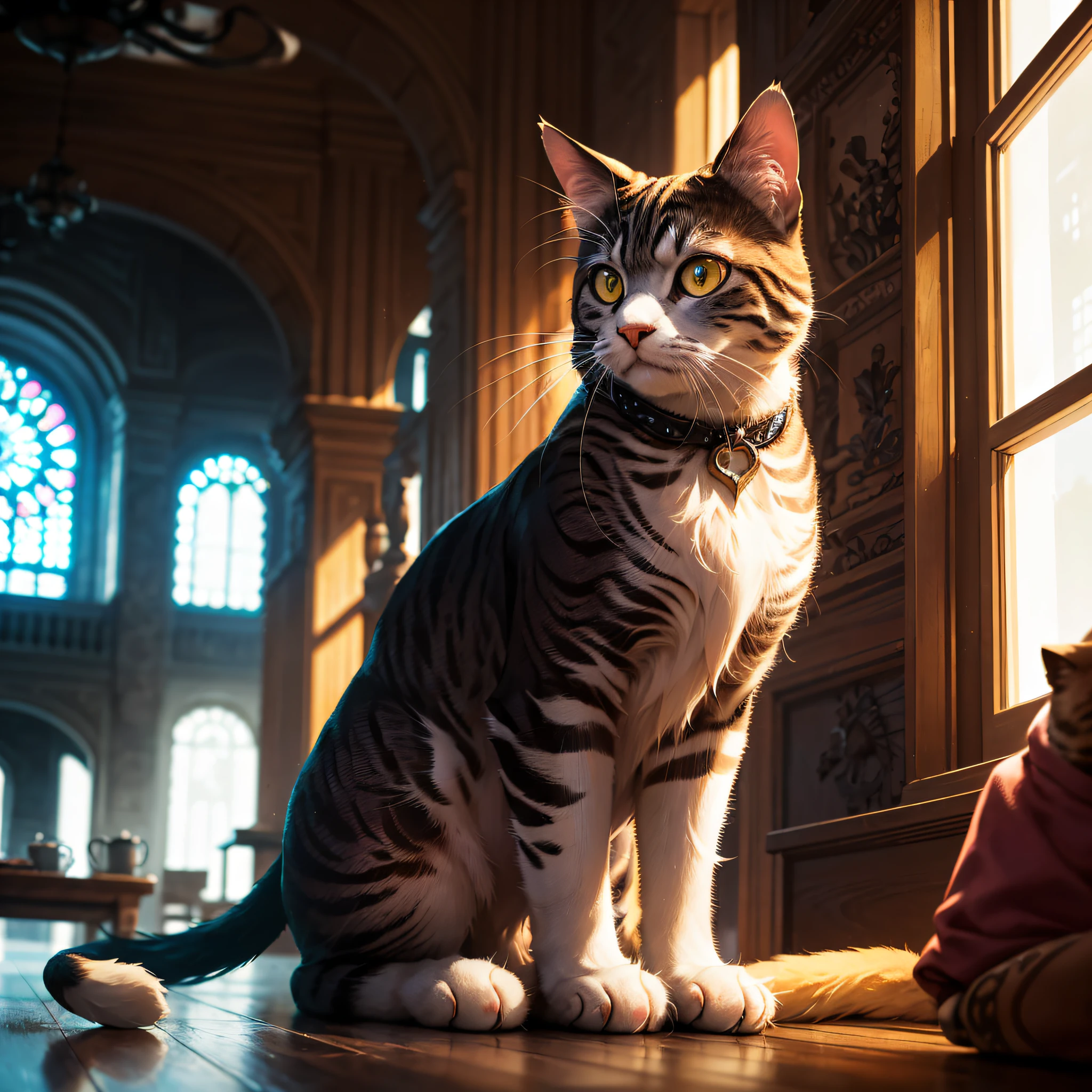 ANIMAL; cat made of metal, (cyborg:1.1), ([tail | detailed wire]:1.3), (intricate details), hdr, (intricate details, hyperdetailed:1.2), cinematic plane, vignette, centered ; ANIMAL; PET; metal feline
