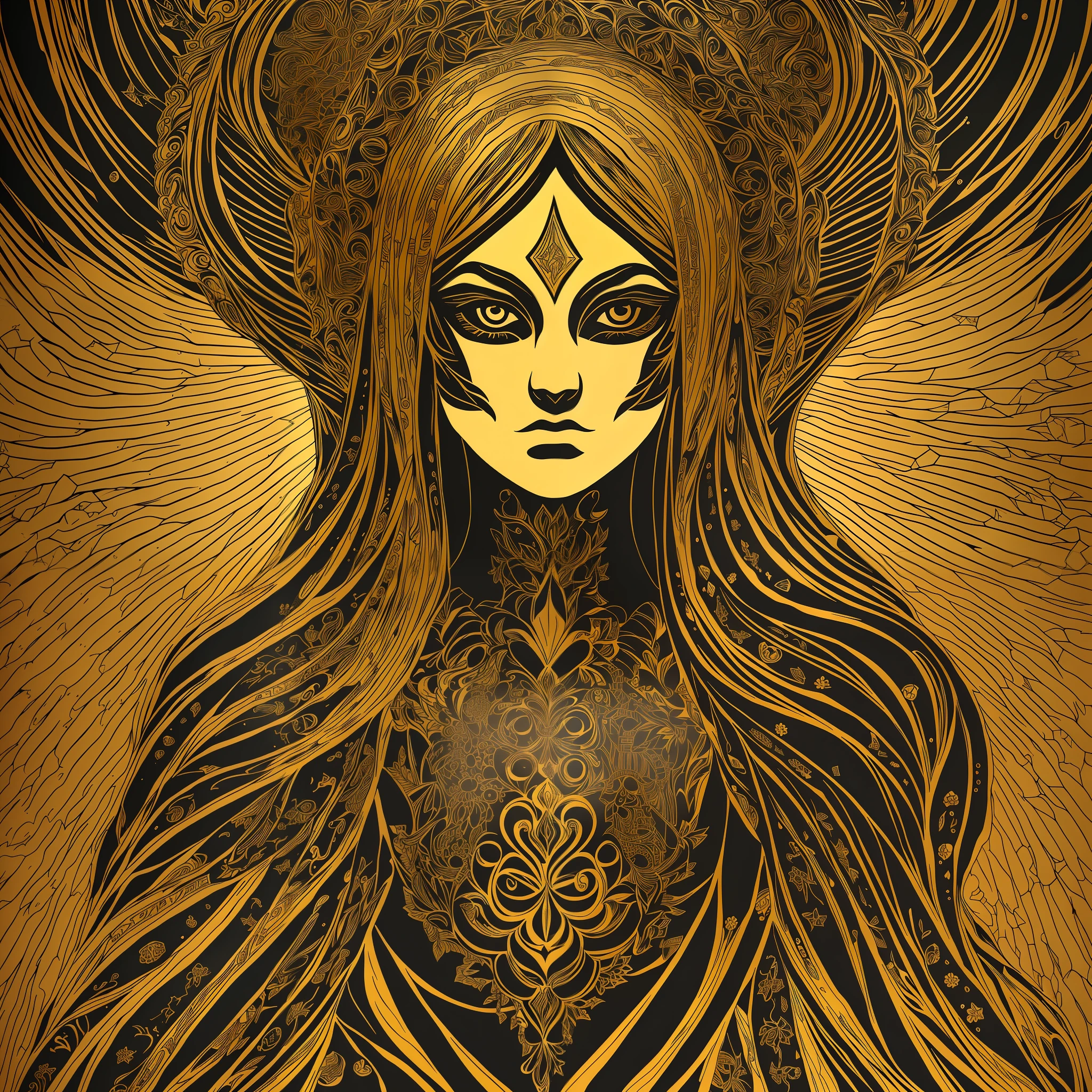 Cthulhu, flat vector art, {impressive humanoid egyptian angel}, Luminous Studio graphics engine, gothic revival, tentacles with gold stripes, ethereal gold iris, moss green skin, perfect and detailed sharp angle diamond face shape octopus, gold, ray tracing, tentacles on the face, crystals, glitter, desert detailed background, white uniform, sharp focus, perfect anatomy, extremely detailed illustration,  approaching monstrosity, dynamic, intricate details, ultra high definition, 8k resolution, dread, brightness, ethereal, {art by Ayami Kojima}, {art by Heise}, artstation, aesthetic, gothic, lace, concept art, grotesque, nightmares, backlit, fantastic, shadows, smooth, illustration, demonic