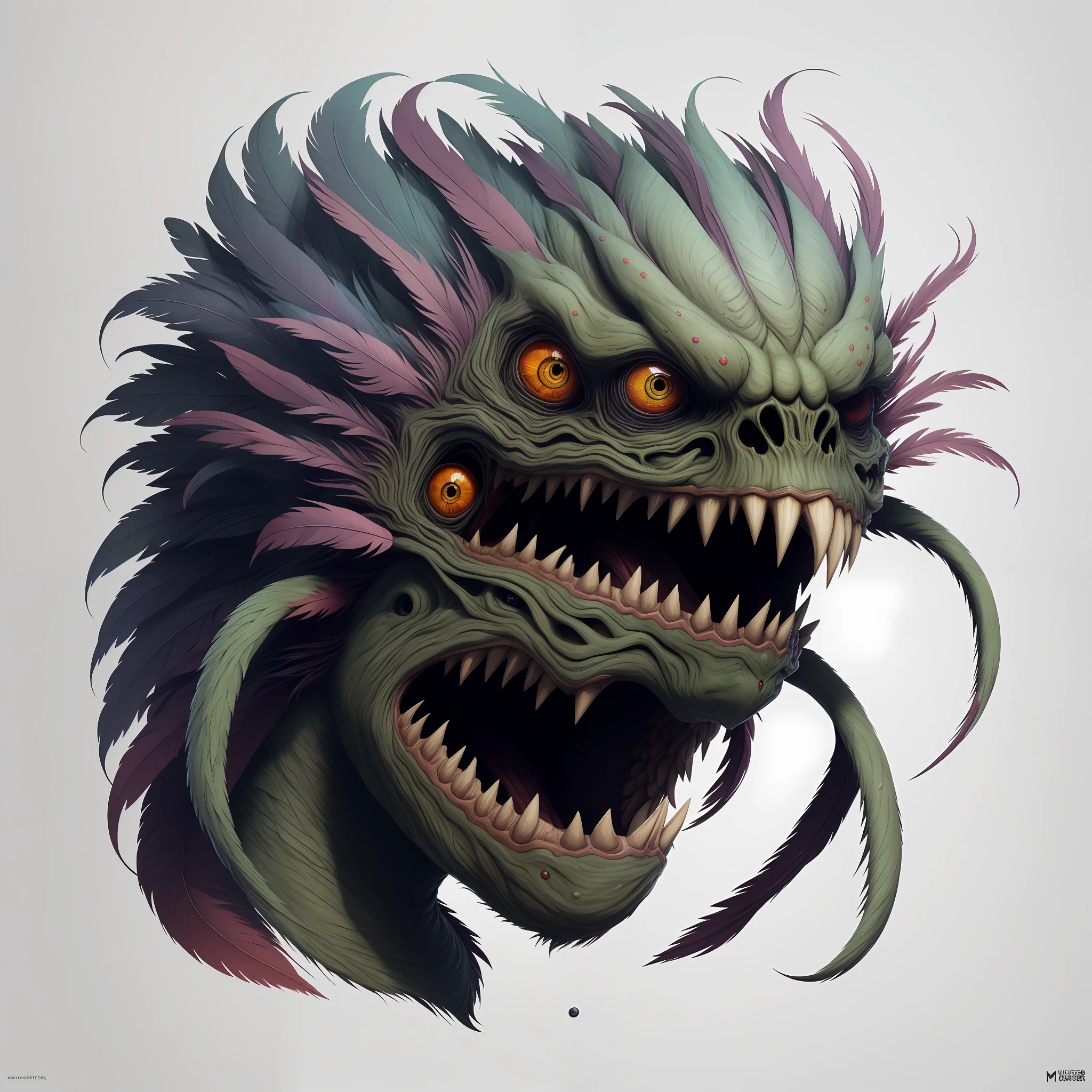A fantz monster design, feathers, ultra detailed,
