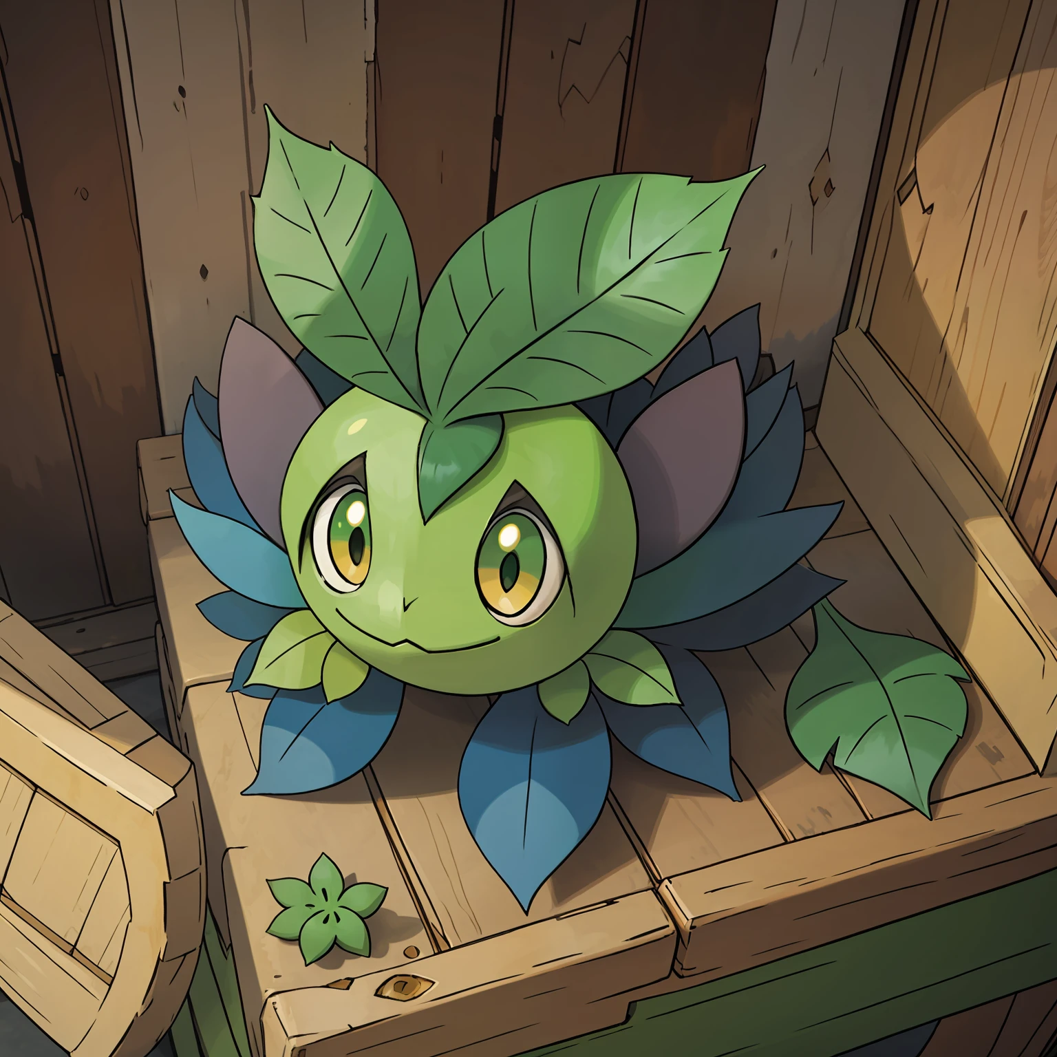 plant pokemon in the shape of a Victoria-regia. with green and blue details