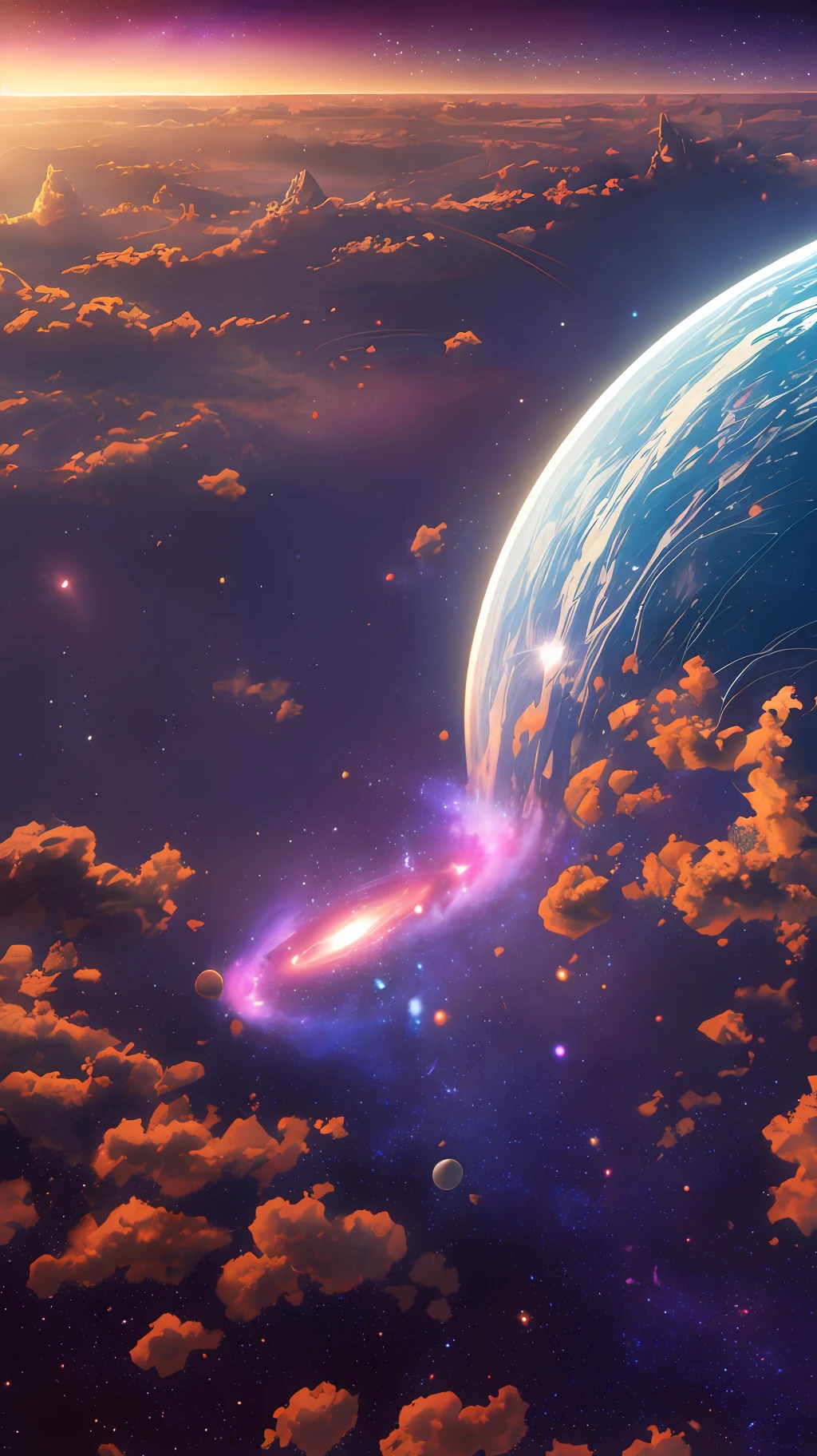 masterpiece, best quality, high quality, extremely detailed CG unity 8k wallpaper, Depth of Field, HDR,,Photorealistic,extremely detailed, Intricate, High Detail, universe, space, galaxy, stars, planets, astronomy, cosmos, celestial, nebula, black hole, solar system, cosmic rays, supernova, deep space, astronomical objects