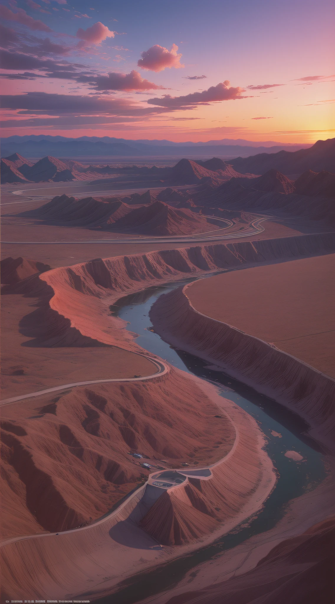 1girl, (Sketch:1.2),  anime key visual,  landscape of a Hateful [Thailand|Death Valley National Park], at Dawn, Embarrassing, Normcore Art, Accent lighting, Lomography