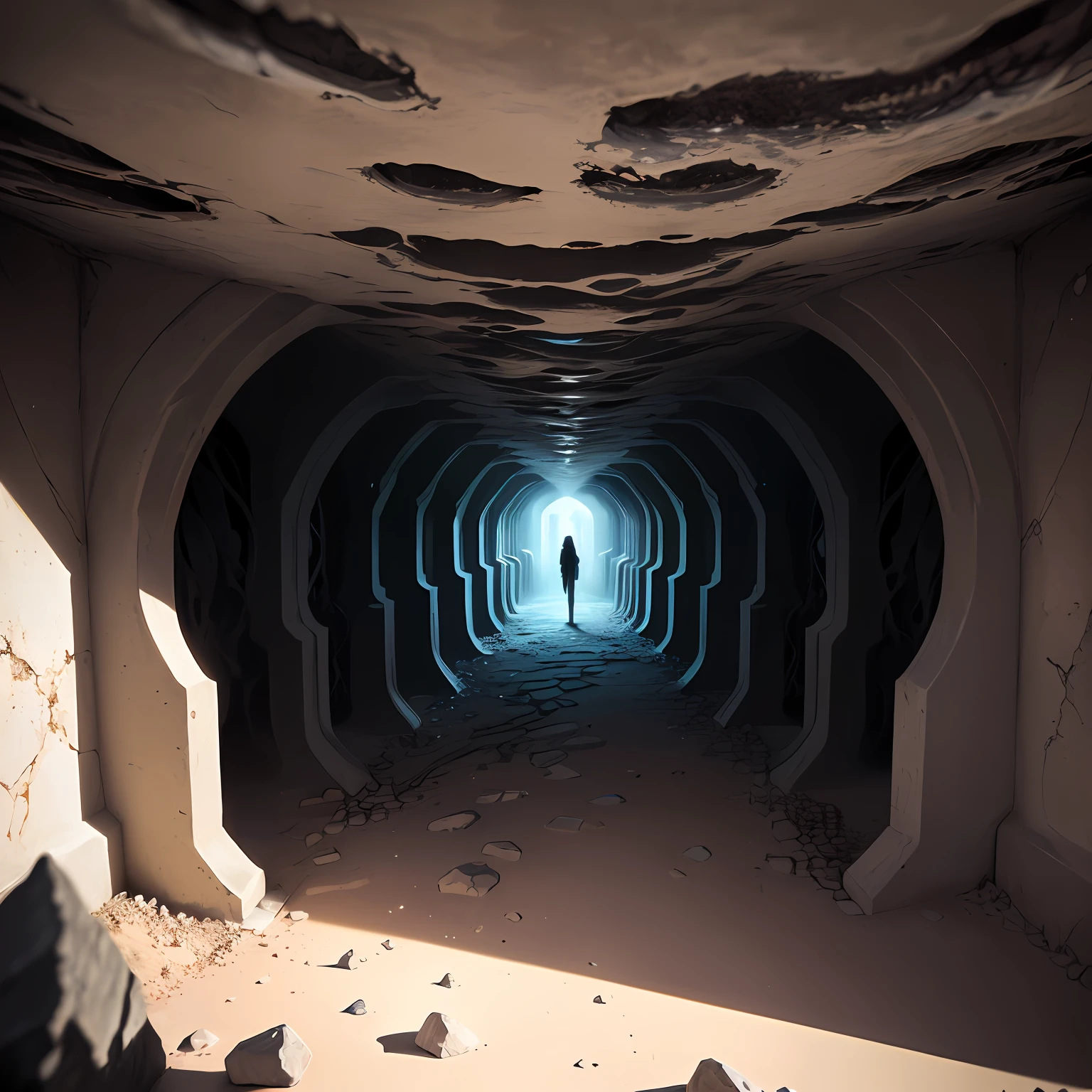 concept artwork, M.C Escher + Architectural Art + b/w photography by Pierre Verger / style fusion / A marble cavern opens into a subterranean world of unknown horrors, where the walls ooze a dark liquid and the creatures that inhabit it seem to be a disturbing fusion of human and stone / mystical and spiritual atmosphere / dark tones / supernatural/Macro lens/Surreal juxtapositions--ar 1080:1350 --c 12