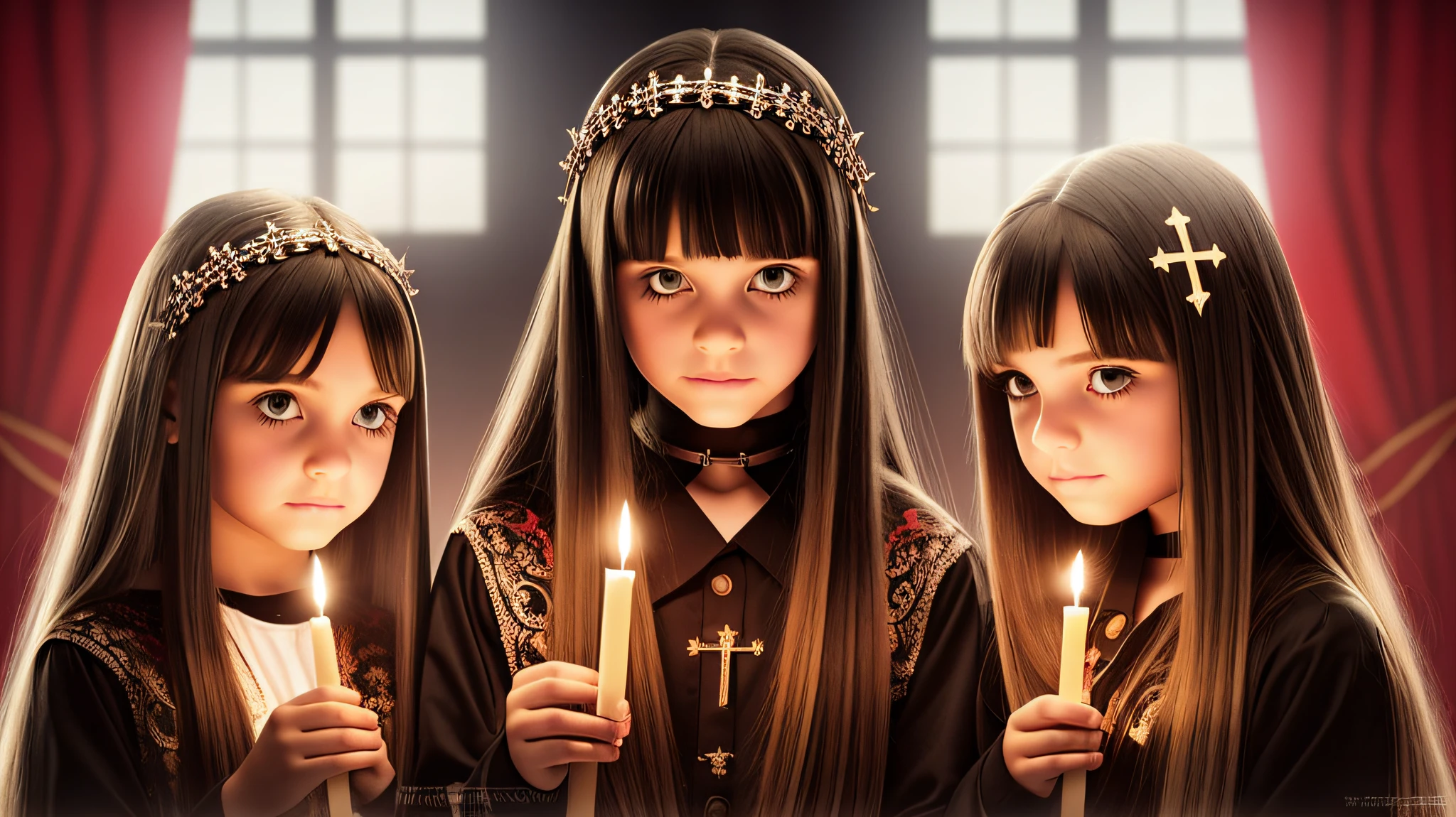 GOTHIC CHILDREN WITH CROSSES PRAYING
