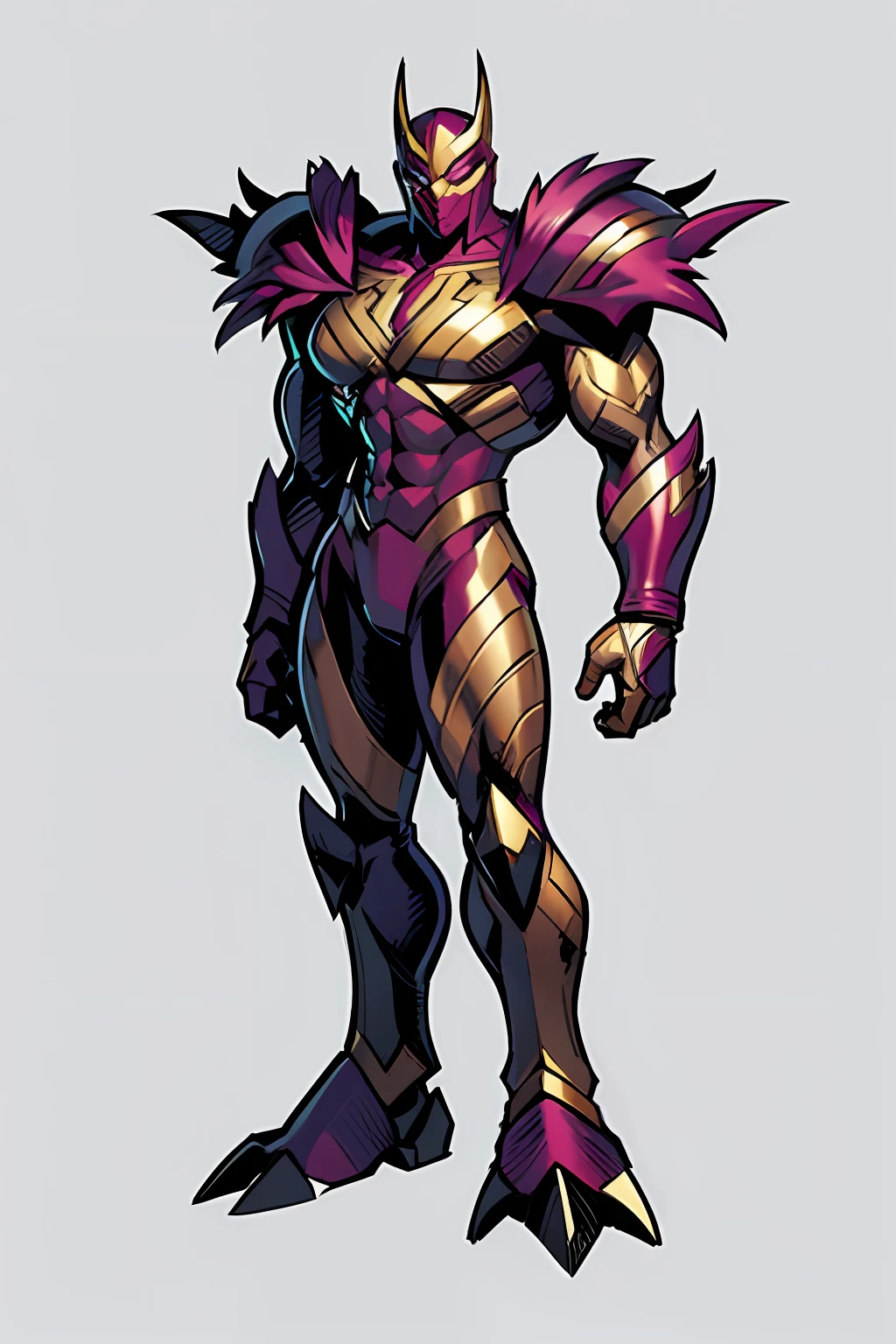 Thor from Marvel, frontal, full-length, looking at the camera, facing the audience, simple background, detailed full-body concept, sleek digital concept art, beautiful full-body concept art, art trend, CGsociety full-length, white background, no humans, digimon
