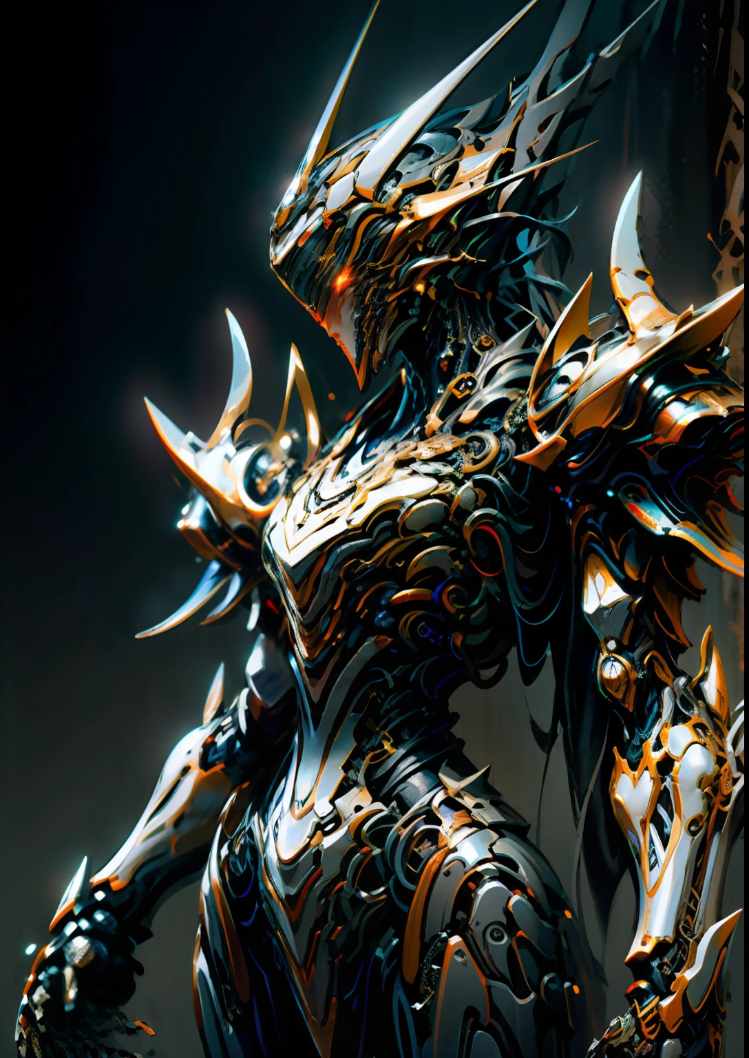 a masterpiece, best quality, high quality, (futurism: 1.1), (cyberpunk clothes), movie lights, (exquisite future), beautiful and beautiful, Ultra detailed, large composition, floating, depth of field, (very detailed CG, unity 8k壁纸), (beautiful detail background), beautiful hair details, dramatic lights, VEGETTO, mecha, bestquality, ultrahighres, photoreal, dark