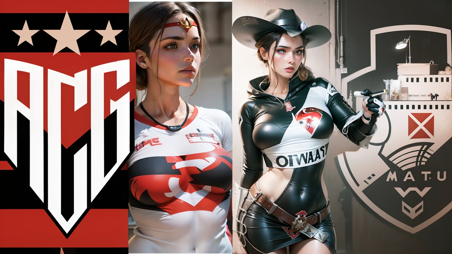A femenina version in a realistic and perfect way, in charming clothes showing the curves, with SuperHeroine designer and new positioning of the elements --auto