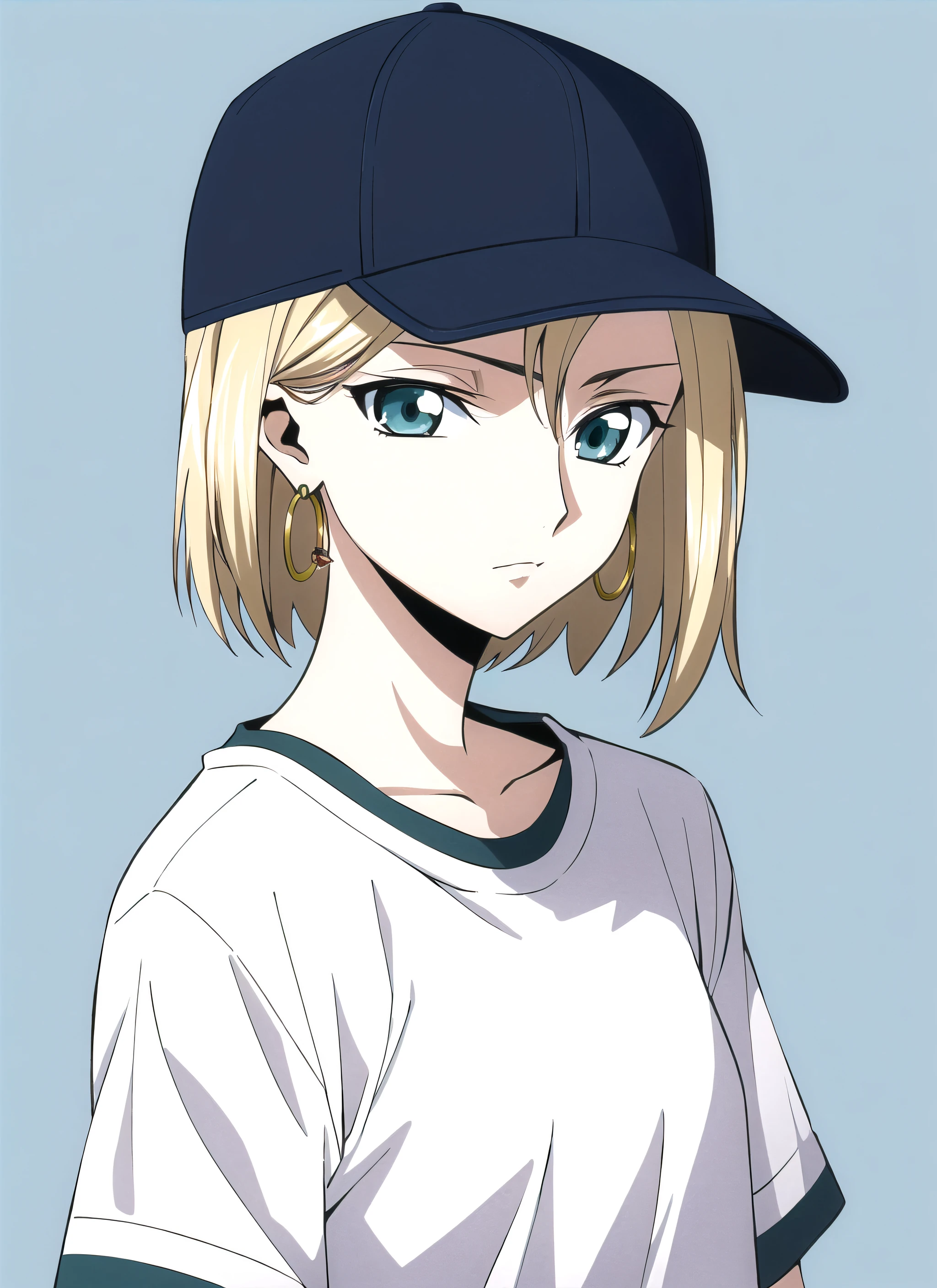 Anime girl with a baseball cap and a white shirt - SeaArt AI