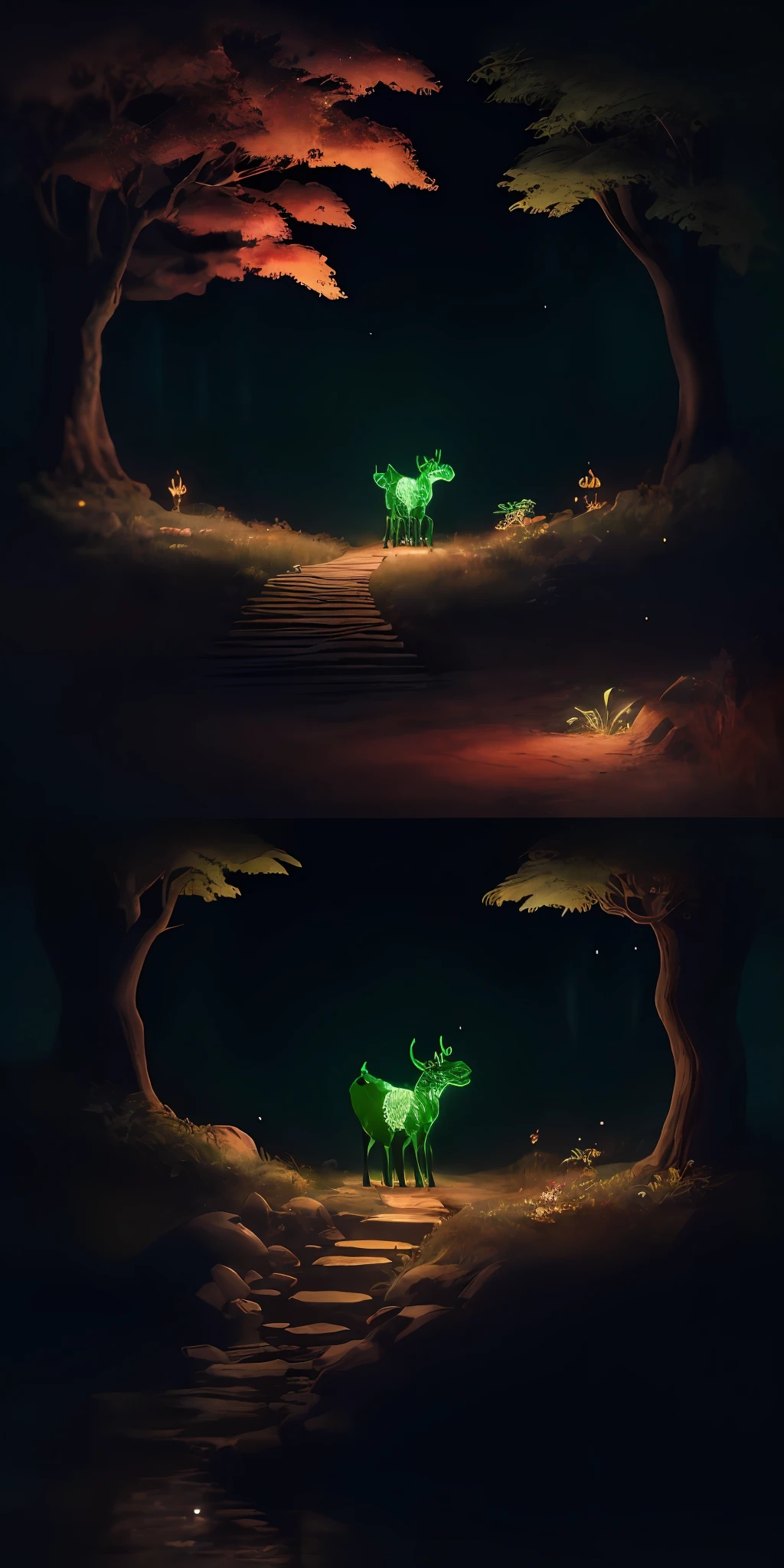 Masterpiece, best quality, (very detailed CG unified 8k wallpaper), (best quality), (best illustration), (best shadow), glowing elf with a glowing deer, drinking water in the pool, natural elements in forest theme. Mysterious forest, beautiful forest, nature, surrounded by flowers, delicate leaves and branches surrounded by fireflies (natural elements), (jungle theme), (leaves), (branches), (fireflies), (particle effects) and other 3D, Octane rendering, ray tracing, super detailed , deer --v6