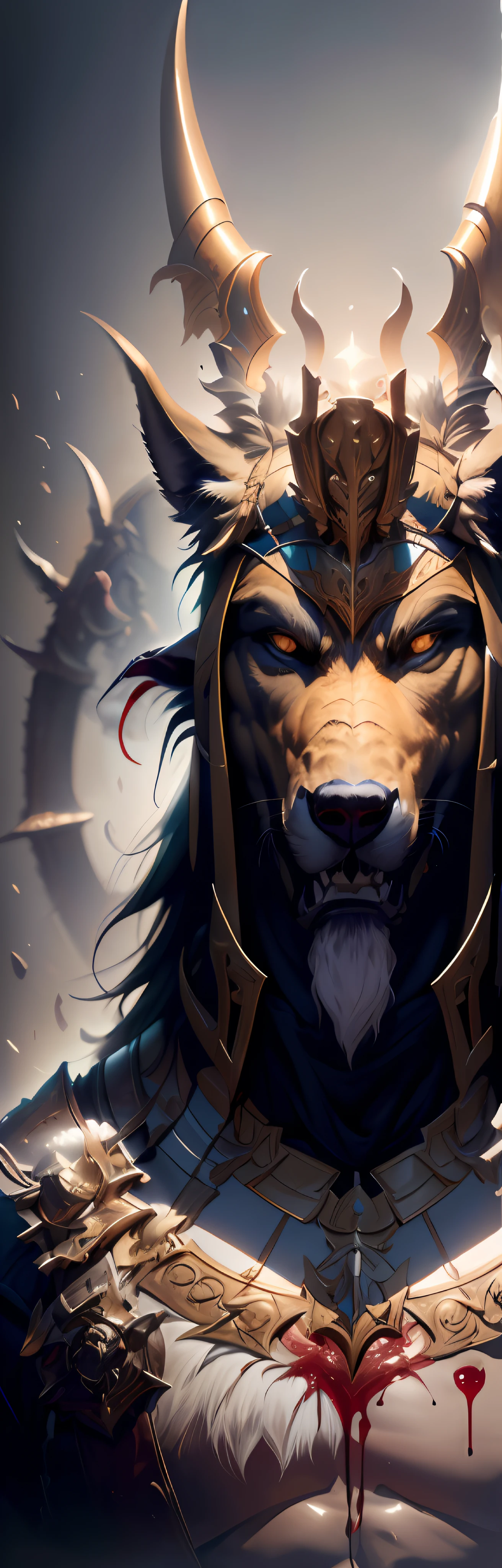 There is a man, on top of the Blood, Dogy, Berserker Portlet, Warwick Saint, Adam Malczynski, Fenrir, Luis Miranda, Lisa Nankivir, Atgreme, Ignacio Zuloaga, as seen on the Art Station, Goblin, Deviant Art Station, Alexander Kobuzdei