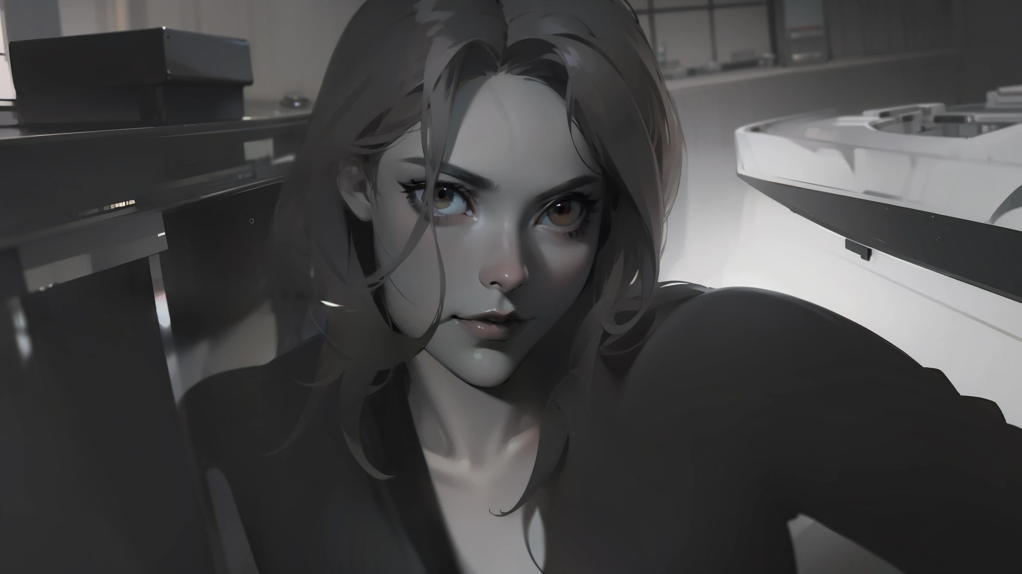 dark brown eyes,