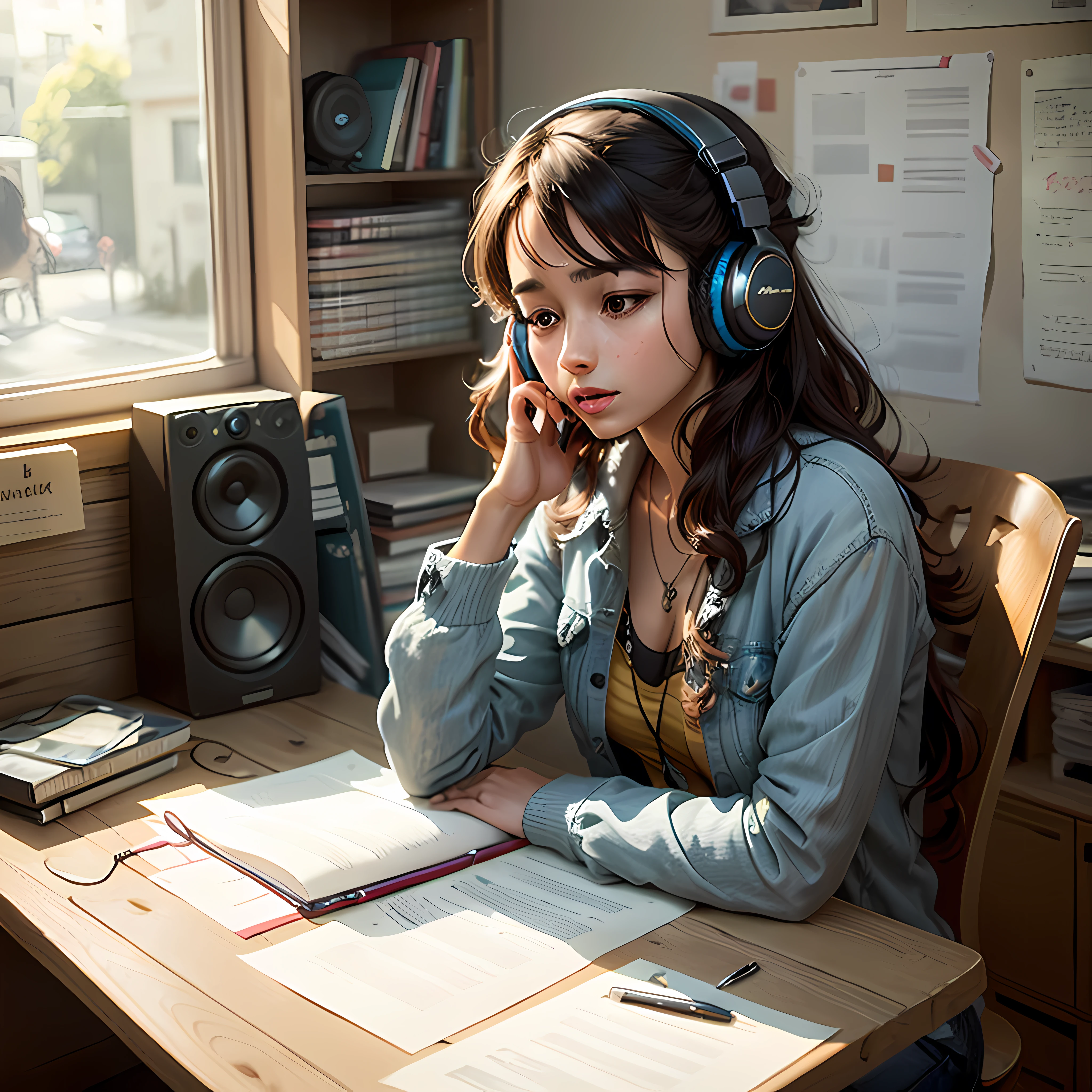 baner studying and listening to music --auto