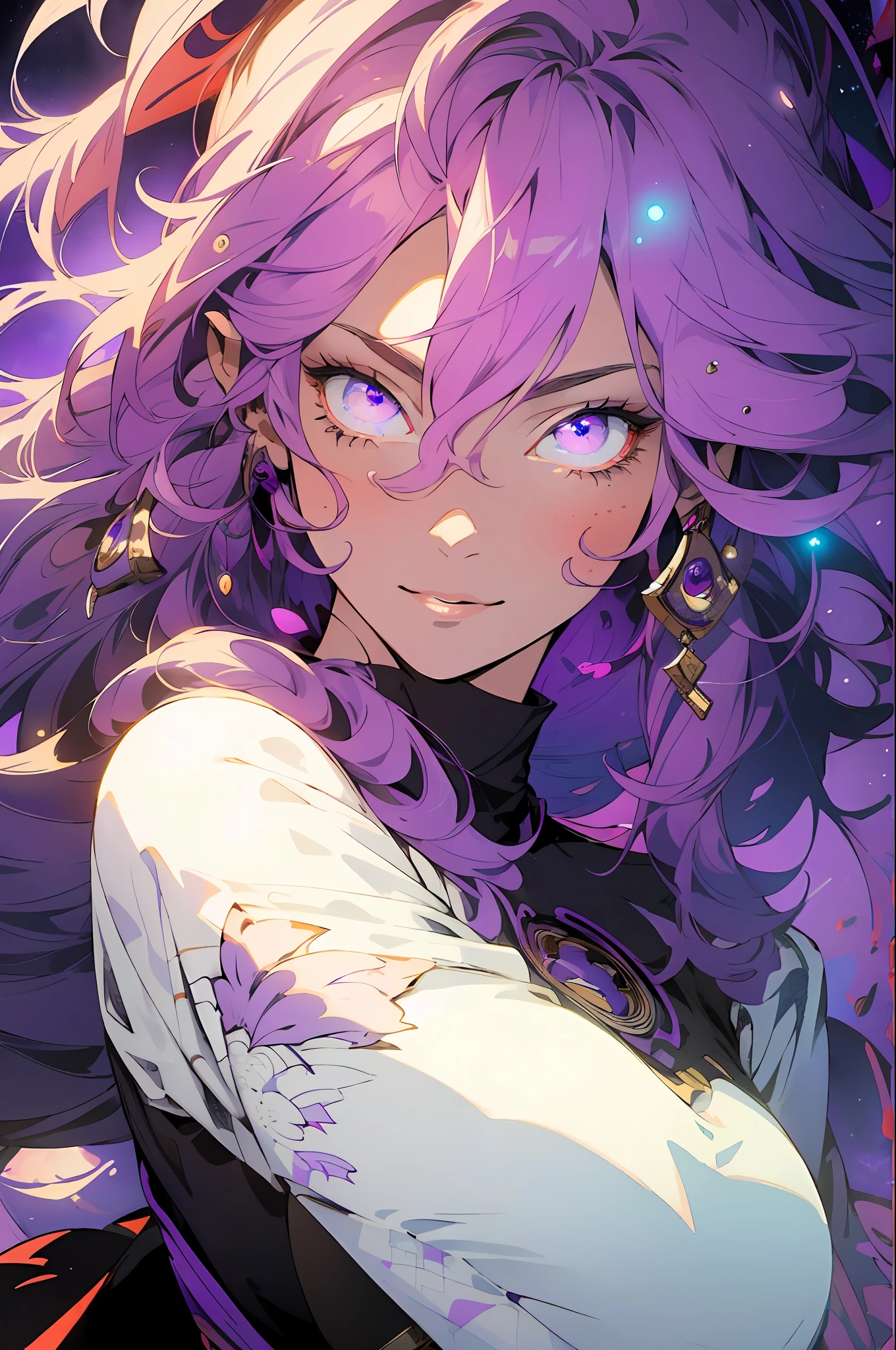 Realistic, (Masterpiece, Top Quality, Best Quality, Official Art, Beauty and Aesthetics: 1.2), Very Detailed, Fractal Art, Colorful, Most Detailed, Zentangle, (Abstract Background: 1.5) (1girl : 1.3), God, Pink Hair, (Glowing Purple Eyes), Mysterious, (Magic), Ice, Handsome Girl, Egyptian Style