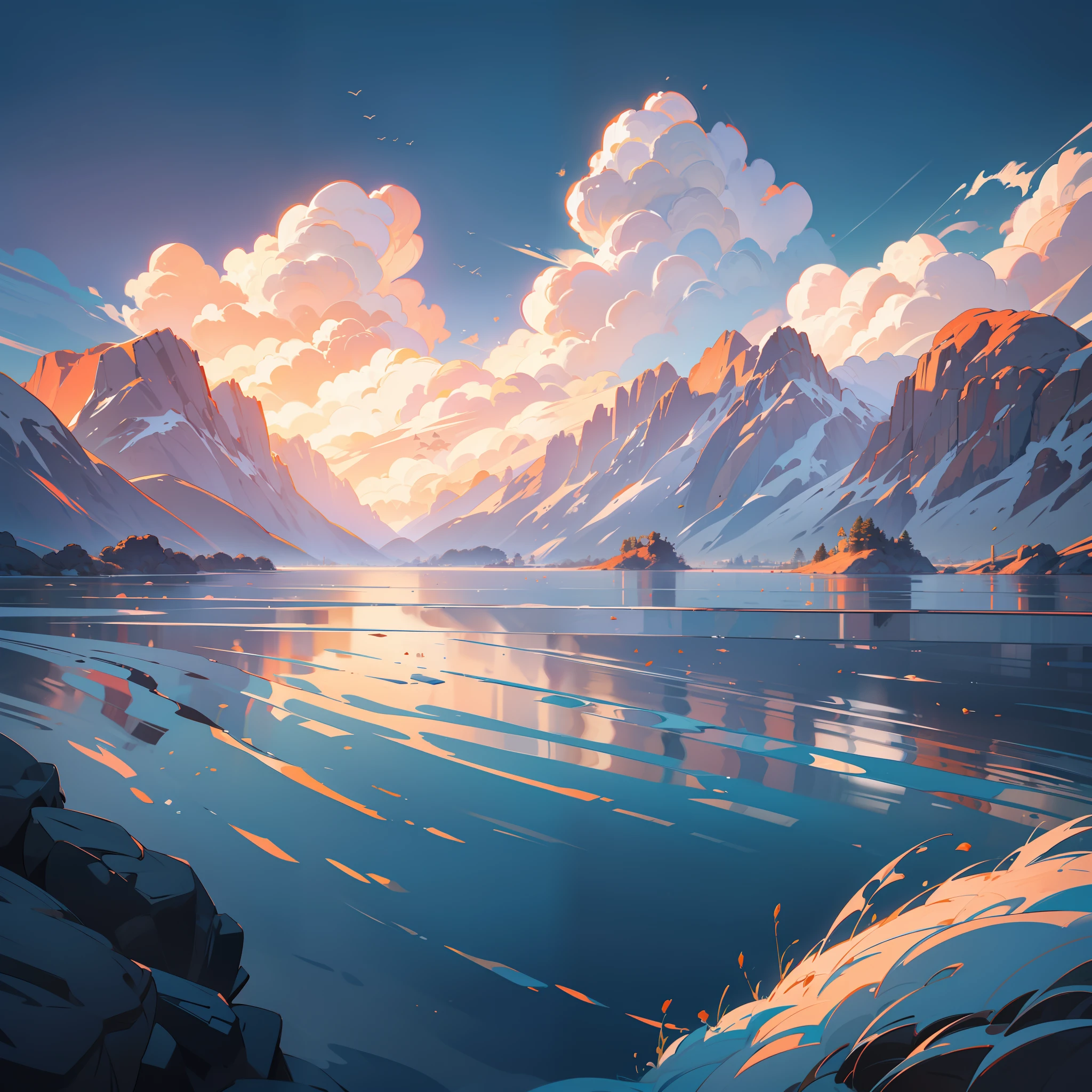 landscape,water,(extremely detailed CG unity 8k wallpaper), most beautiful artwork in the world,professional majestic oil painting,intricate, High Detail, Sharp focus, dramatic, photorealistic painting art