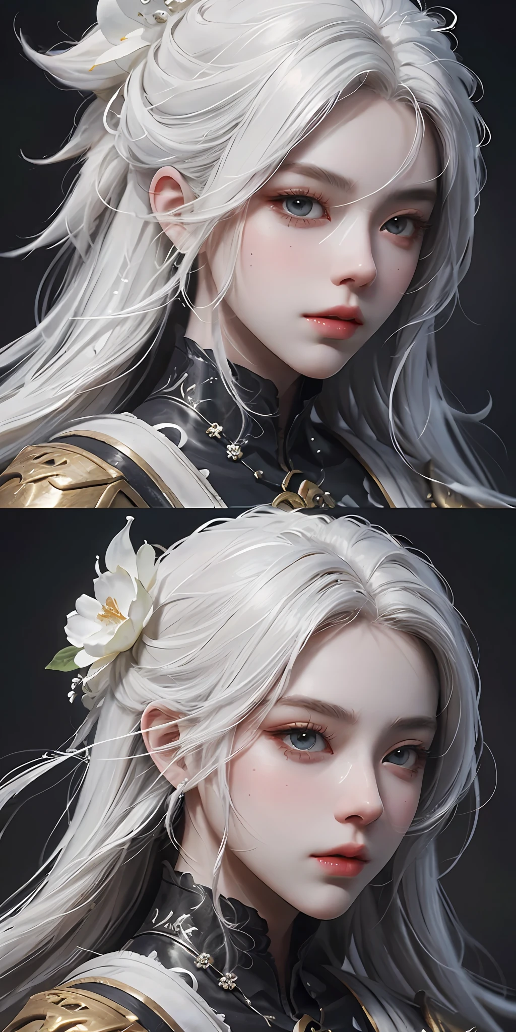 a close up of a woman with white hair and a white mask, beautiful character painting, guweiz, artwork in the style of guweiz, white haired deity, by Yang J, epic exquisite character art, stunning character art, by Fan Qi, by Wuzhun Shifan, guweiz on pixiv artstation