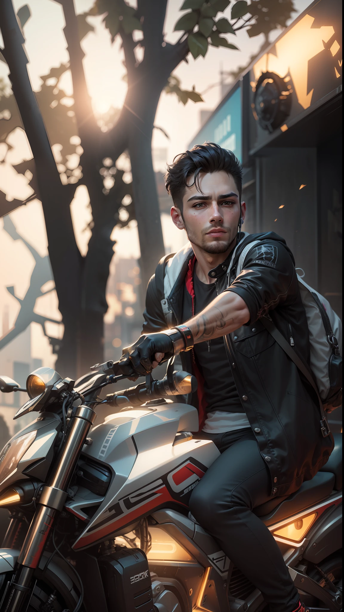 Change background cyberpunk handsome boy, realistic face, 8k, ultra realistic