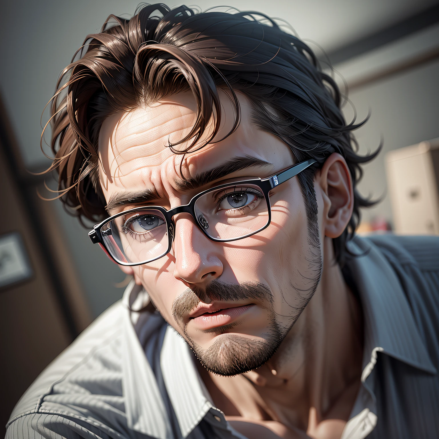 man, 50 years old, glasses, brown hair, light brown eyes, --auto