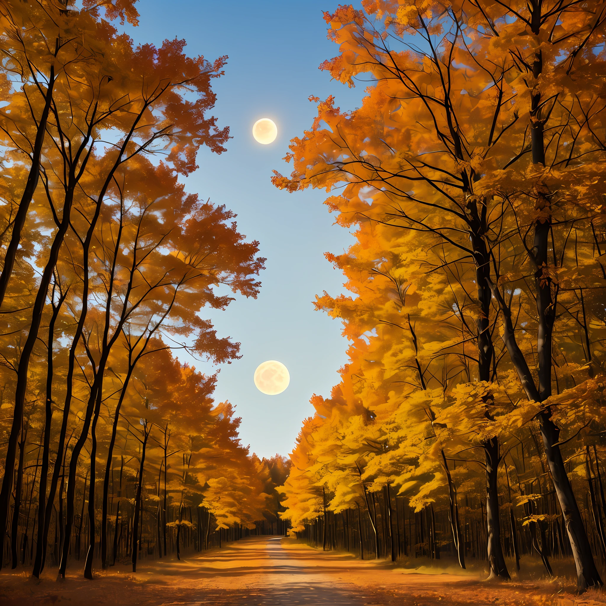A full moon in the forest in autumn --auto