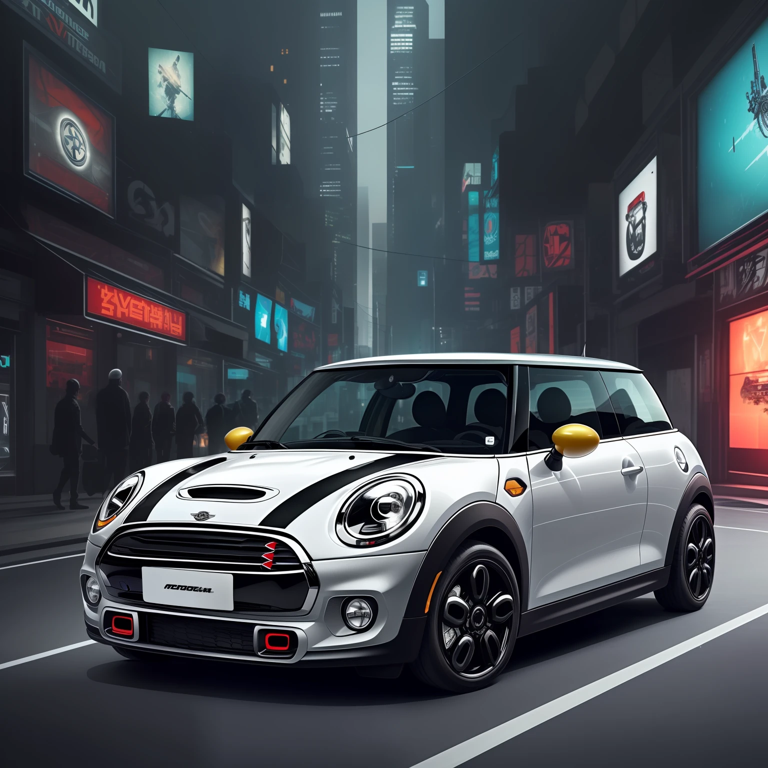 A MINI car with a sense of technology, rich colors and a cyberpunk feel --auto