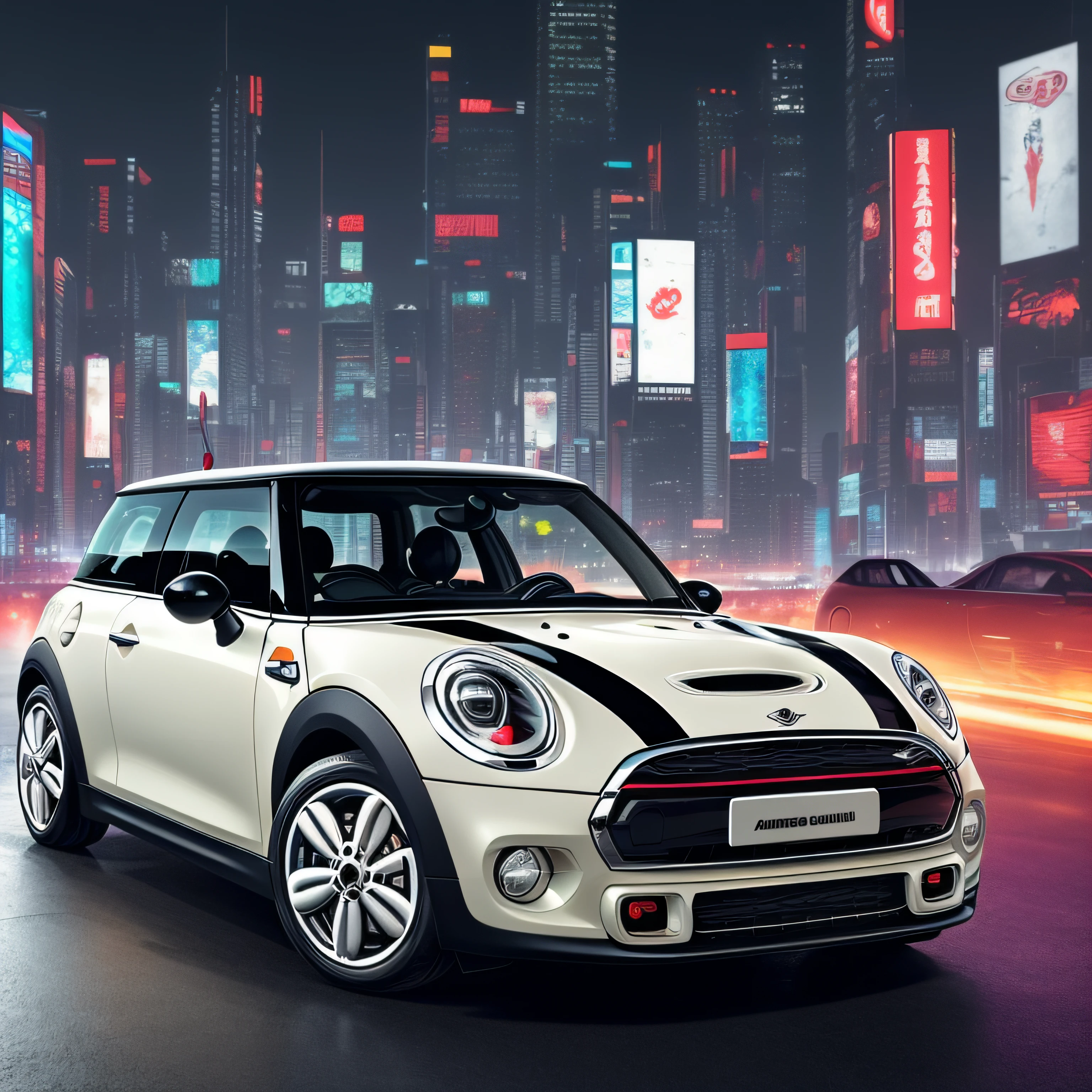 A MINI car with a sense of technology, rich colors and a cyberpunk feel --auto