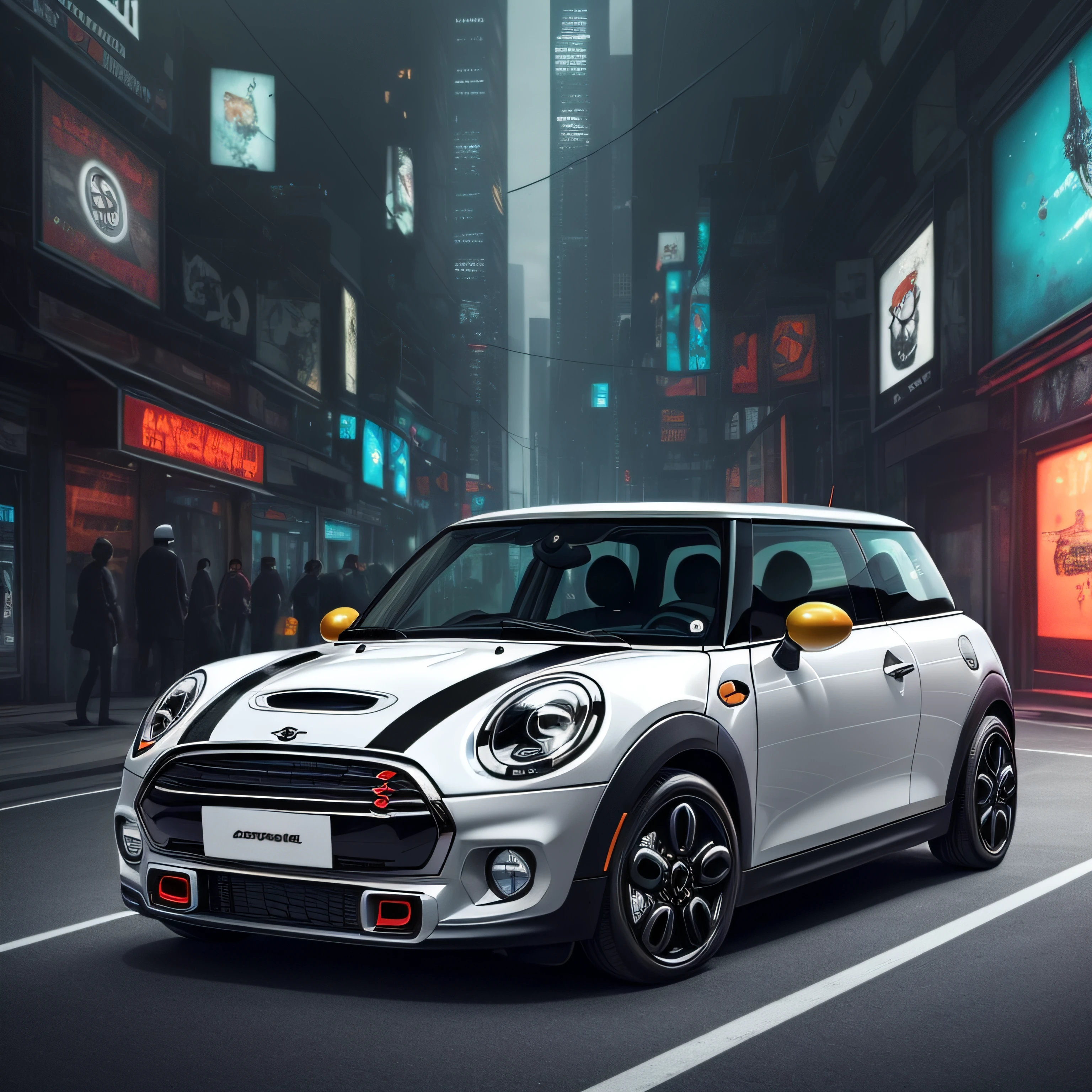 A MINI car with a sense of technology, rich colors and a cyberpunk feel --auto