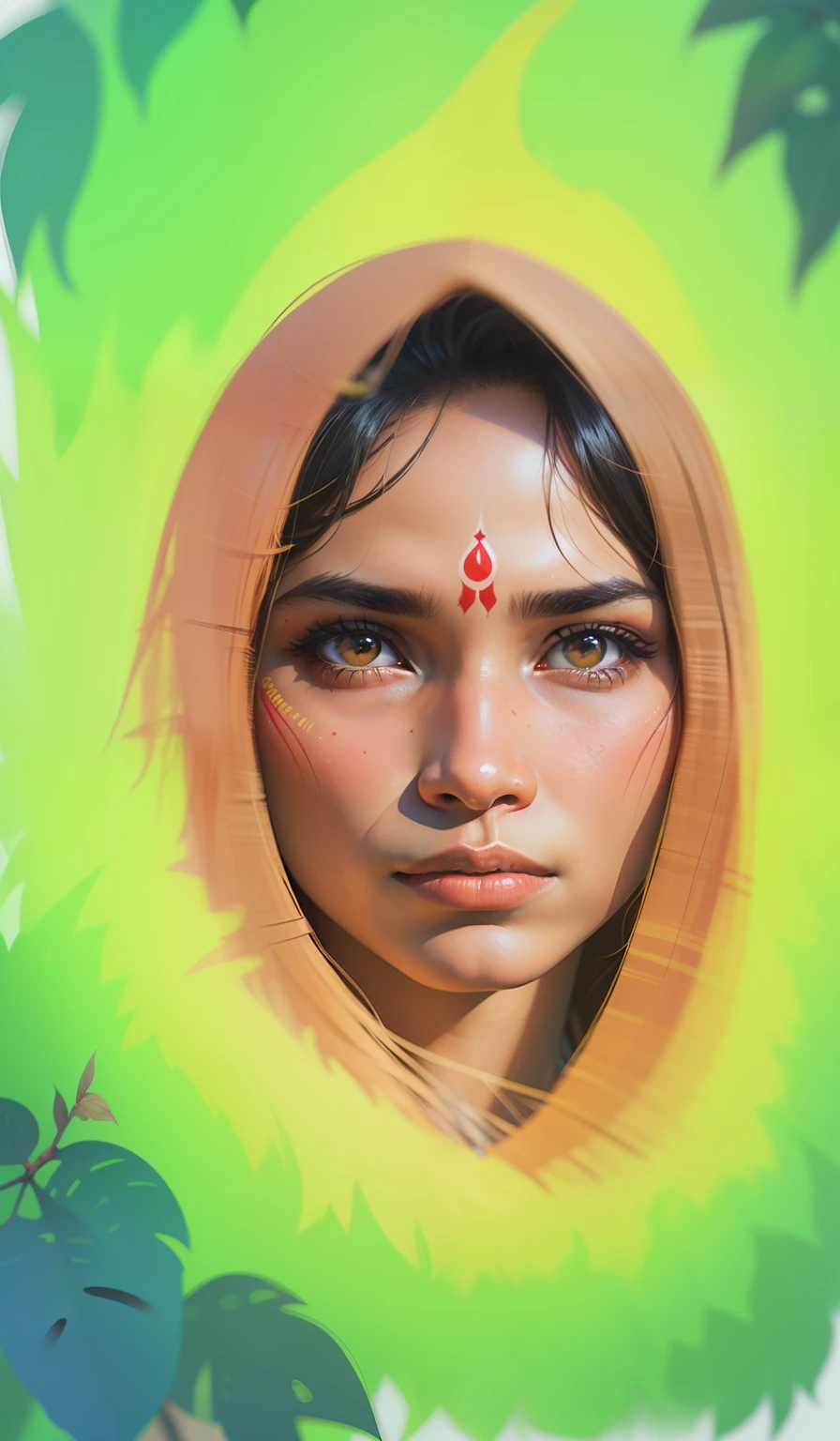 a brazilian indian, amazon, indigenous, realistic, wild, in the forest, realistic painting brazilian indigenous woman --auto