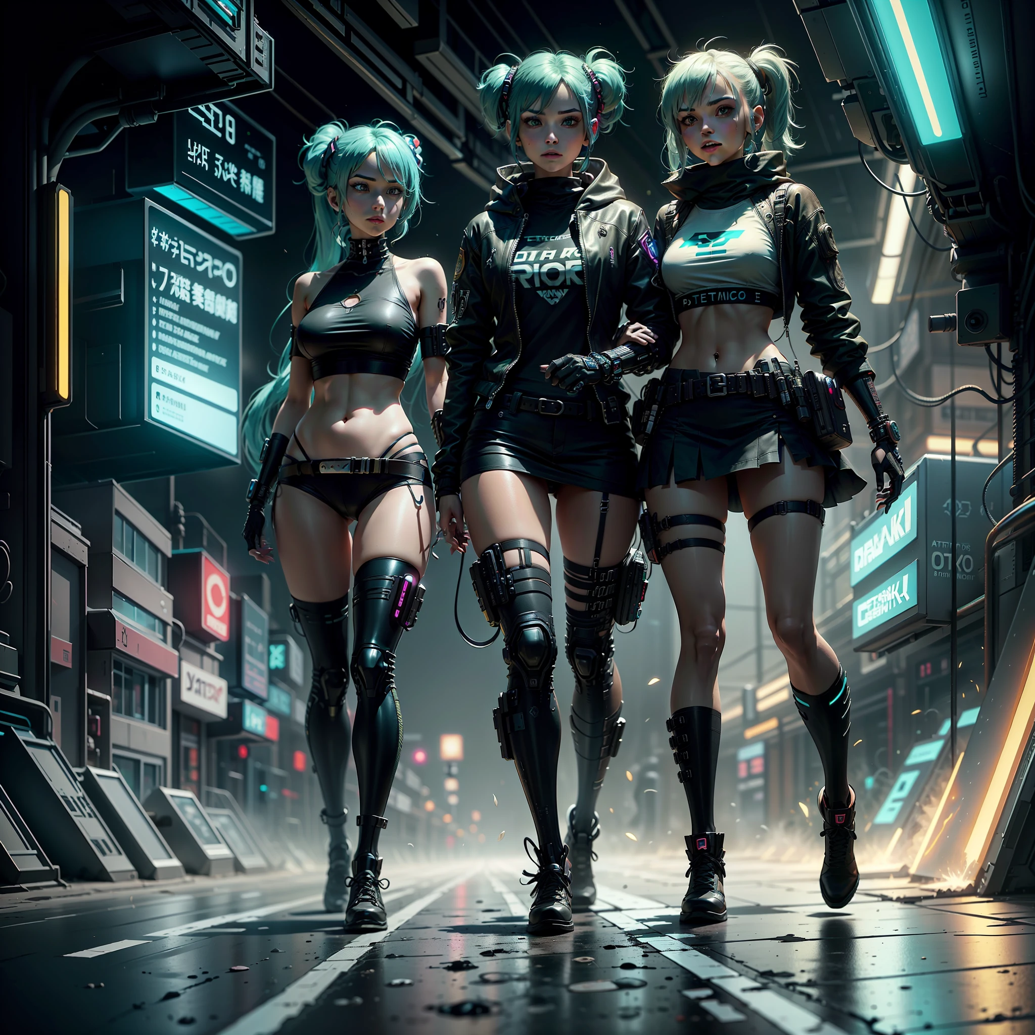 woman in police uniform walking down a street, Hatsune Miku cosplay, female cyberpunk anime girl, cyberpunk anime, cyberpunk anime girl, anime cosplay, cyberpunk girl, anime girl in real life, cyberpunk streets in, cyberpunk style, cyberpunk outfit, has cyberpunk style, oppai cyberpunk, full cosplay --auto